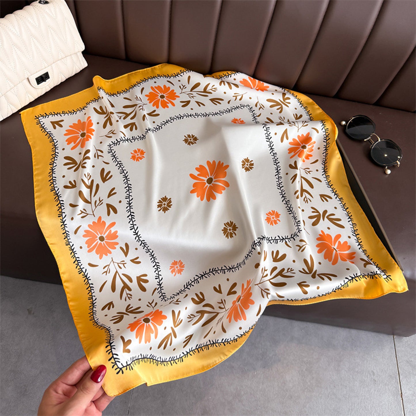 Anna-Kaci Women's Cute Scarf with Floral Print and Soft Glossy Finish 27¡Á27 Inches