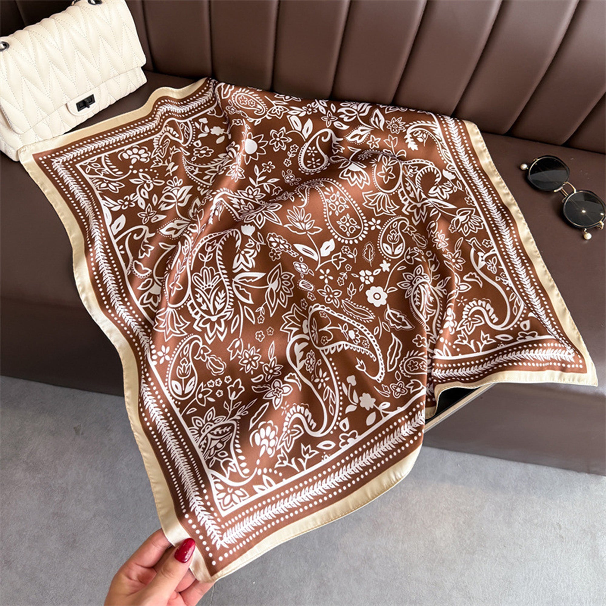 Anna-Kaci Women's Satin Scarf with Classic Paisley Print 27¡Á27 Inches