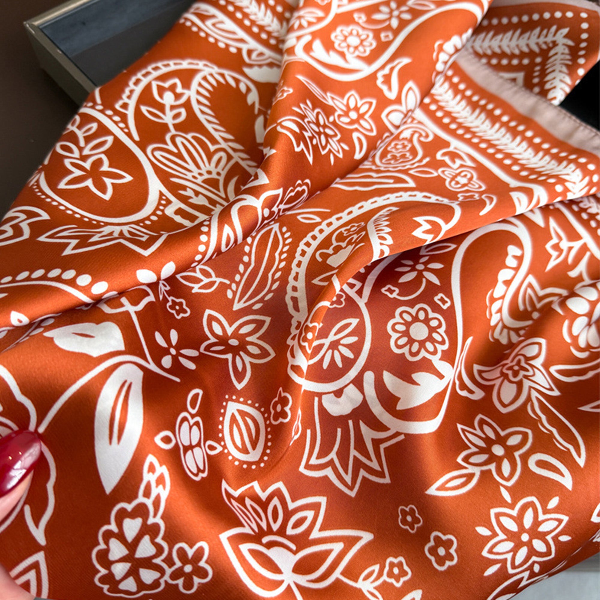 Anna-Kaci Women's Satin Scarf with Classic Paisley Print 27¡Á27 Inches
