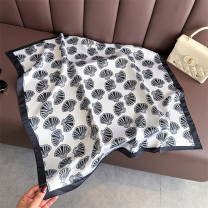 Anna-Kaci Luxury Satin Shell Print Scarf for Various Occasion 27¡Á27 Inches
