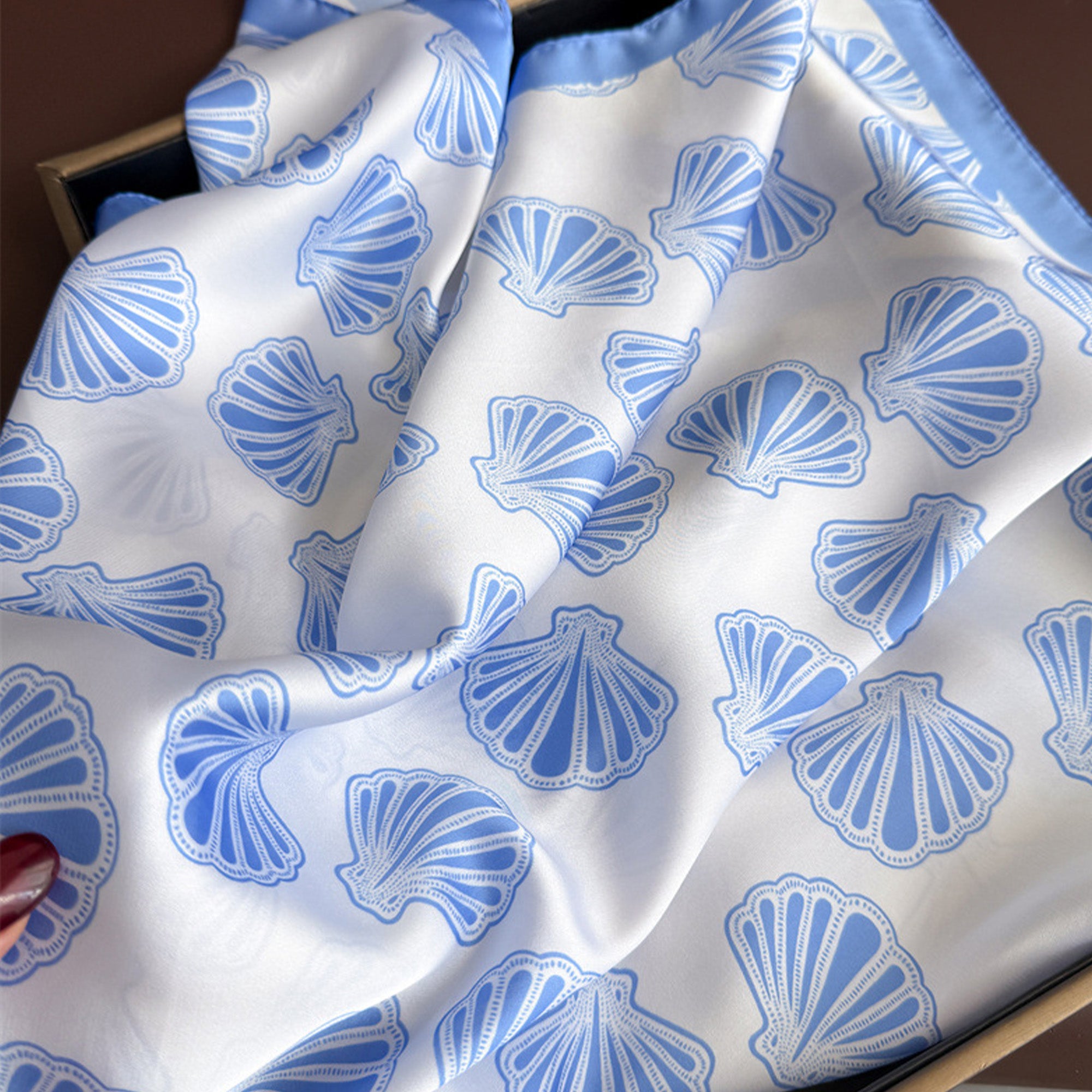 Anna-Kaci Luxury Satin Shell Print Scarf for Various Occasion 27¡Á27 Inches
