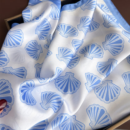 Anna-Kaci Luxury Satin Shell Print Scarf for Various Occasion 27¡Á27 Inches