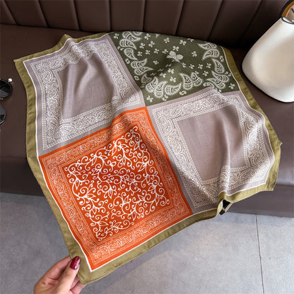 Anna-Kaci Women's Faux Velvet Scarf with Multi-Tone Bandana Patchwork Print 27¡Á27 Inches