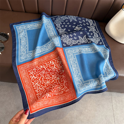 Anna-Kaci Women's Faux Velvet Scarf with Multi-Tone Bandana Patchwork Print 27¡Á27 Inches