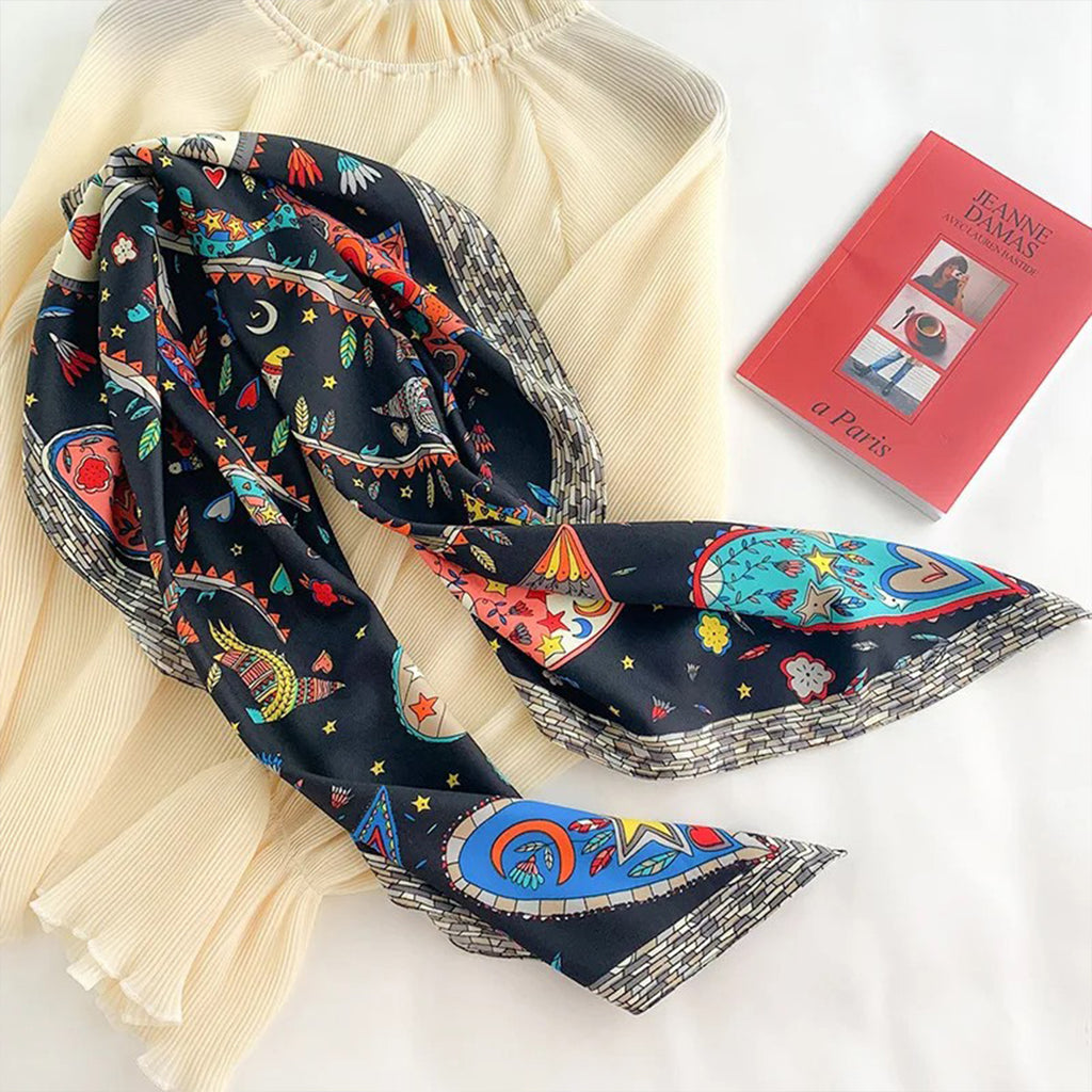 Anna-Kaci Women's Vibrant Scarf with Whimsical Bohemian Print and Artistic Pattern 35.5¡Á35.5 Inches