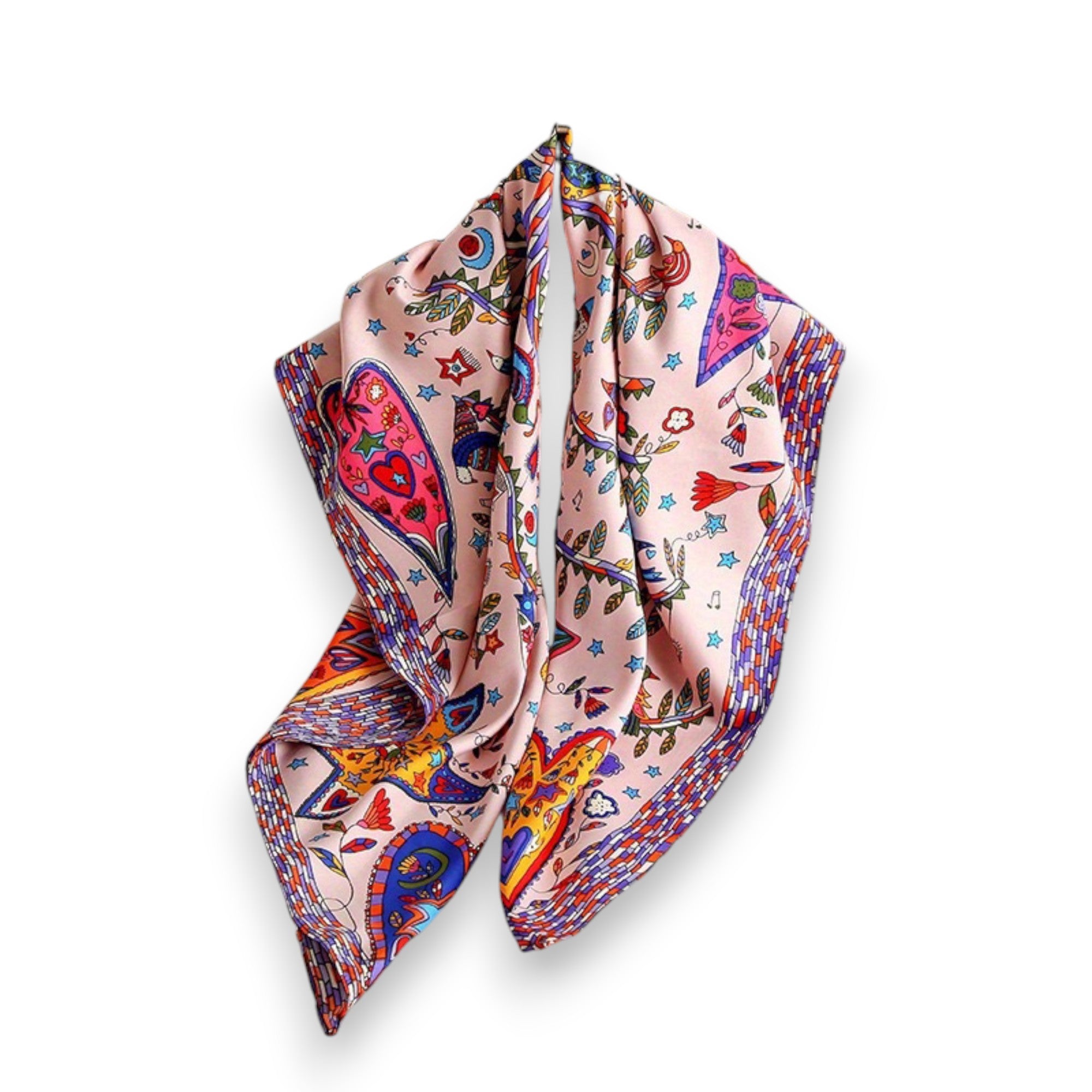 Anna-Kaci Women's Vibrant Scarf with Whimsical Bohemian Print and Artistic Pattern 35.5¡Á35.5 Inches