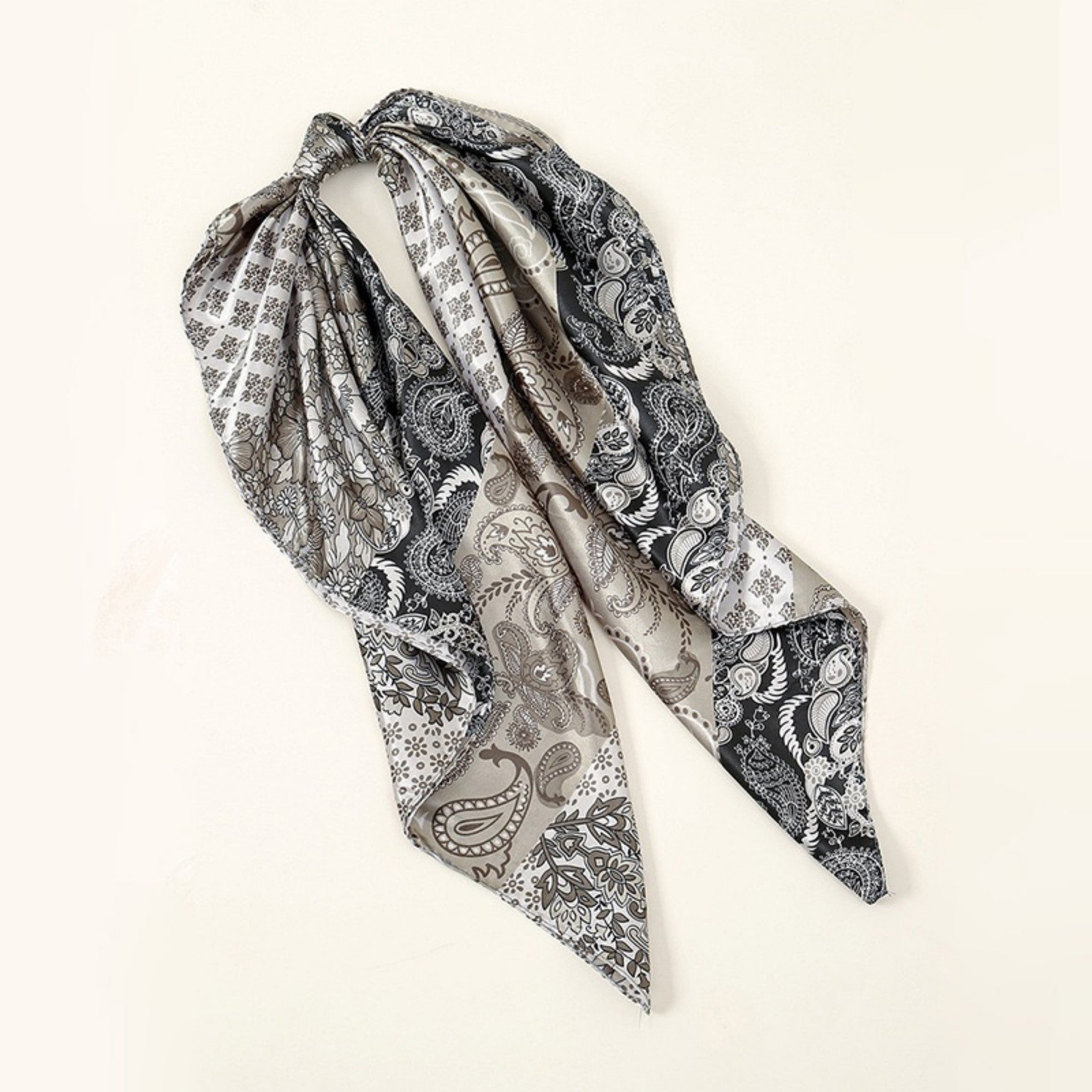 Anna-Kaci Women's Paisley Print Satin Square Scarf with Dual-Tone Design 35.5x35.5in