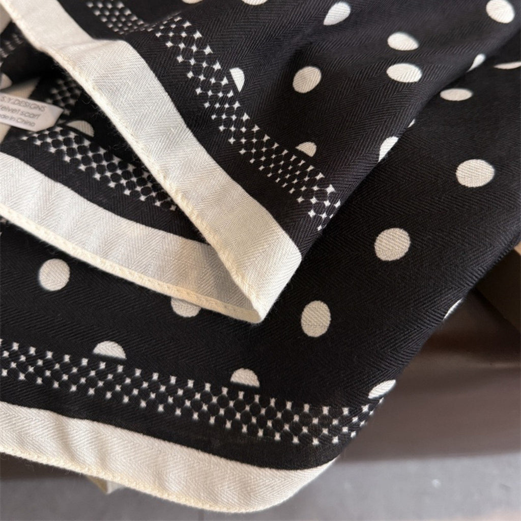 Anna-Kaci Women's Polka Dot Satin Square Scarf with Contrasting Border Trim 27x27in