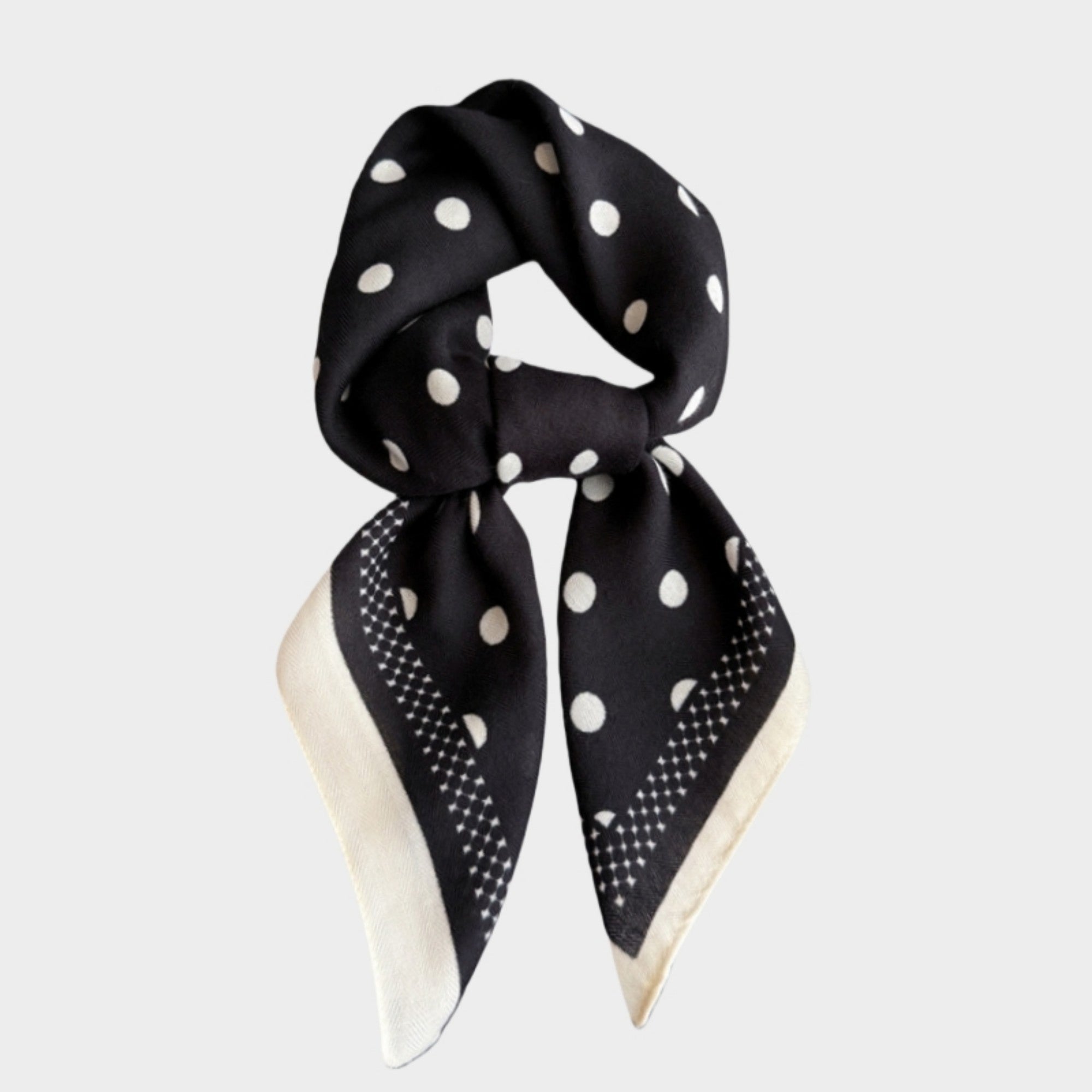 Anna-Kaci Women's Polka Dot Satin Square Scarf with Contrasting Border Trim 27x27in