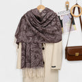 Anna-Kaci Women's Paisley Jacquard Knit Scarf with Soft Fringe Ends 73x27.5in