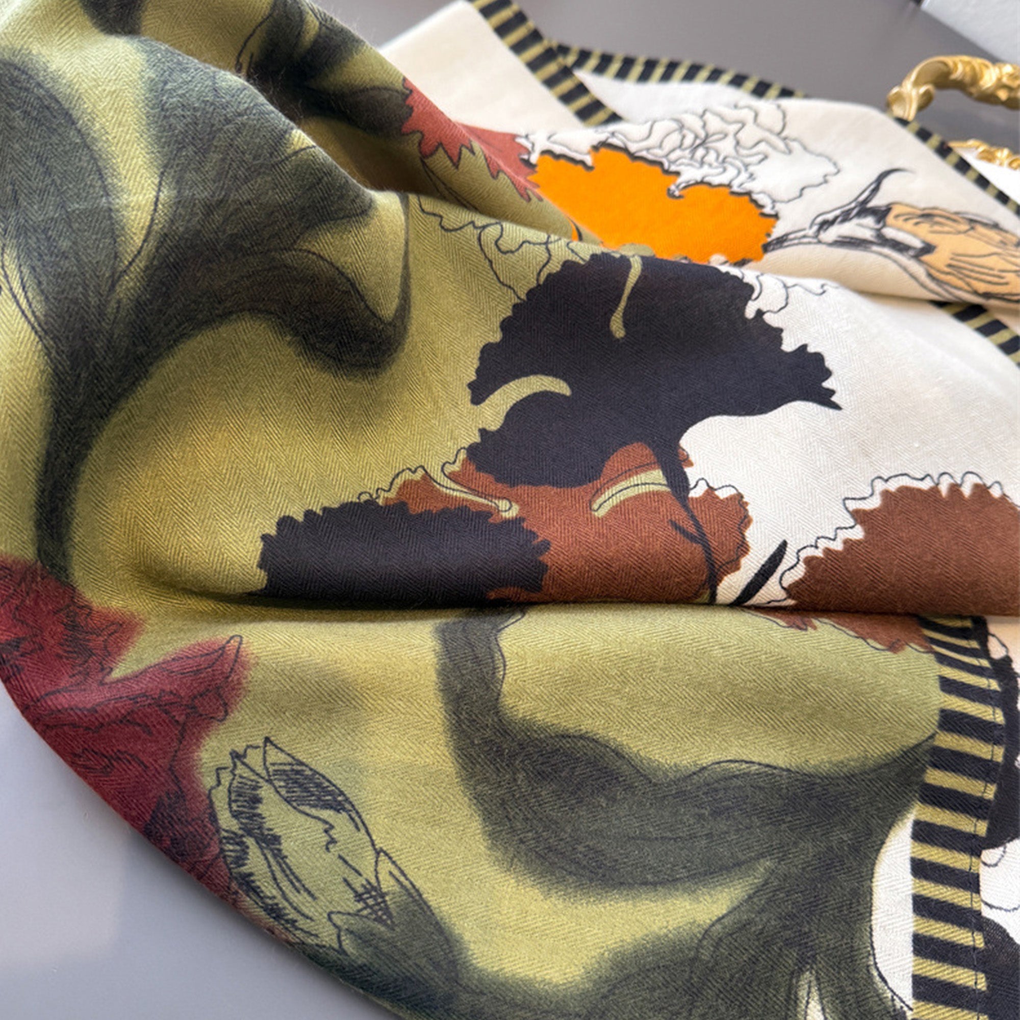 Anna-Kaci Women's Floral Print Cotton Linen Feel Square Scarf 26.5¡Á26.5 Inches