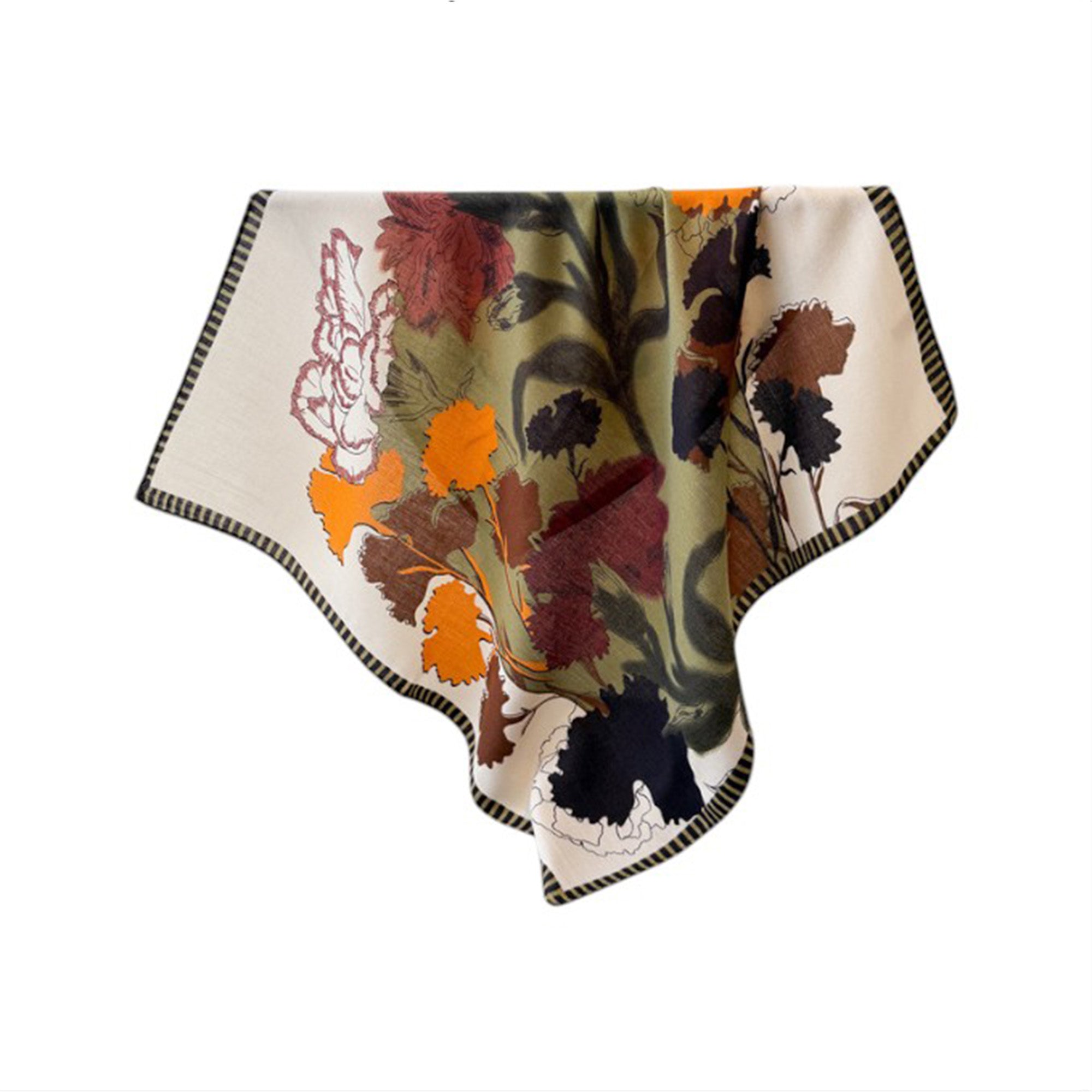 Anna-Kaci Women's Floral Print Cotton Linen Feel Square Scarf 26.5¡Á26.5 Inches