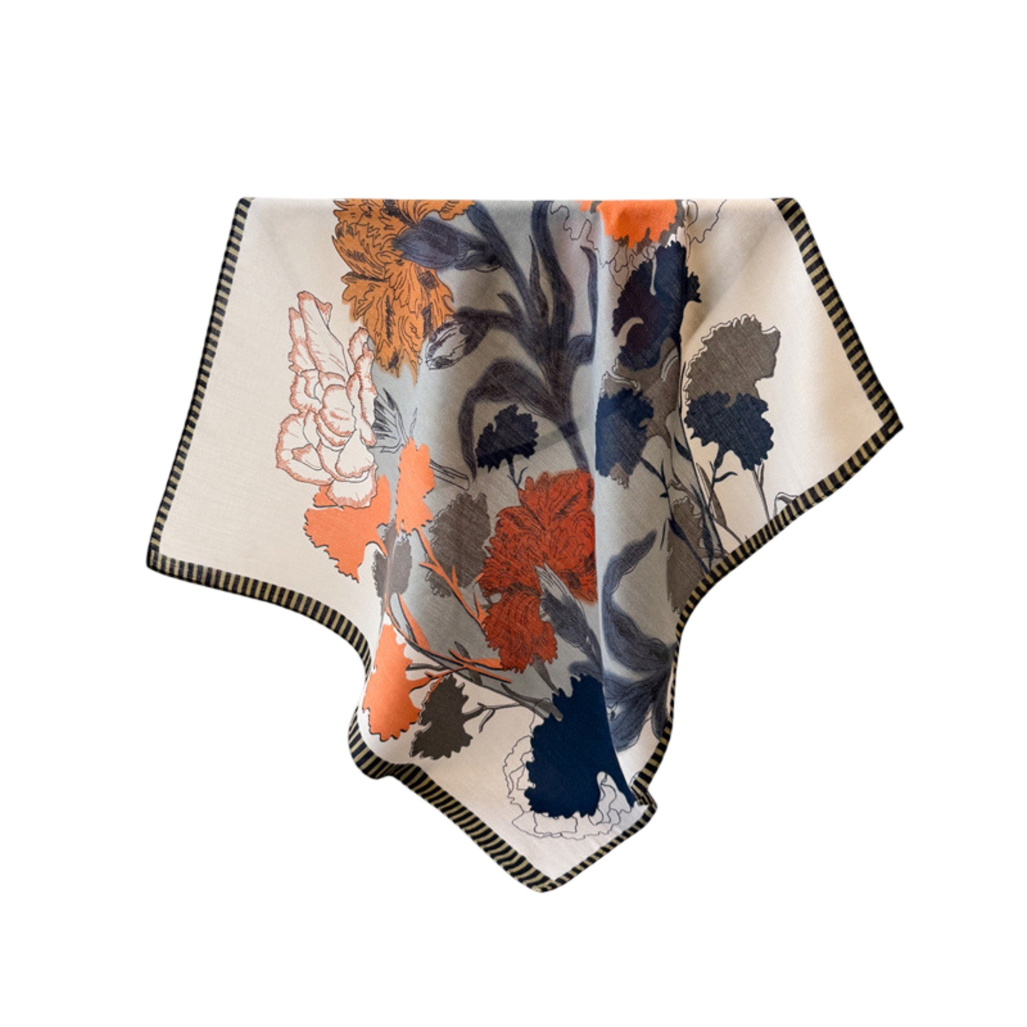 Anna-Kaci Women's Floral Print Cotton Linen Feel Square Scarf 26.5¡Á26.5 Inches