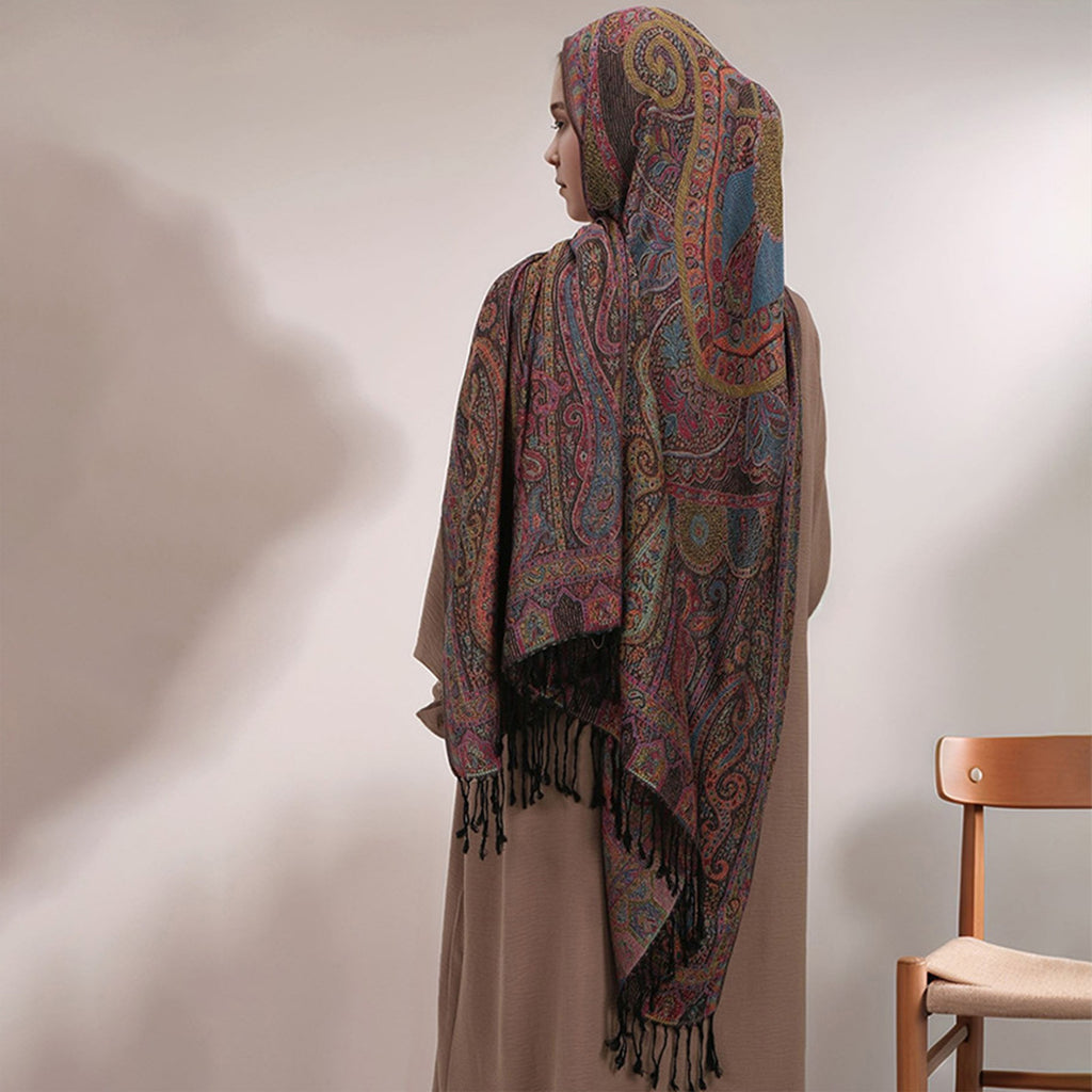 Anna-Kaci Soft Paisley Wrap Shawl with Fringe Lightweight Warm Oversized Scarf 72.5¡Á28 Inches