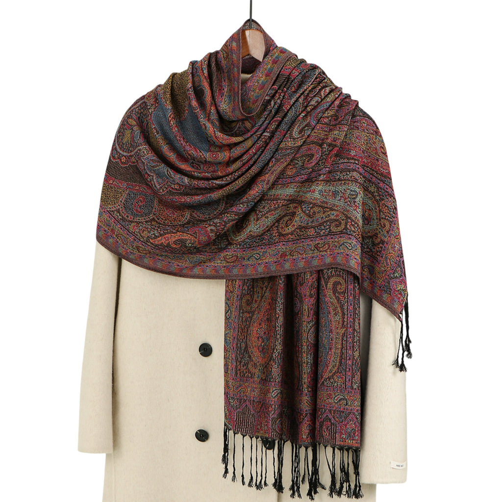 Anna-Kaci Soft Paisley Wrap Shawl with Fringe Lightweight Warm Oversized Scarf 72.5¡Á28 Inches