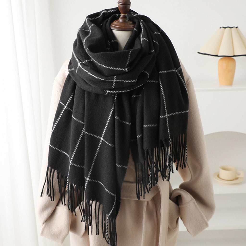 Anna-Kaci Plaid Winter Scarf Soft Warm Woven Long Shawl with Fringe Edges 78.5¡Á23.5 Inches