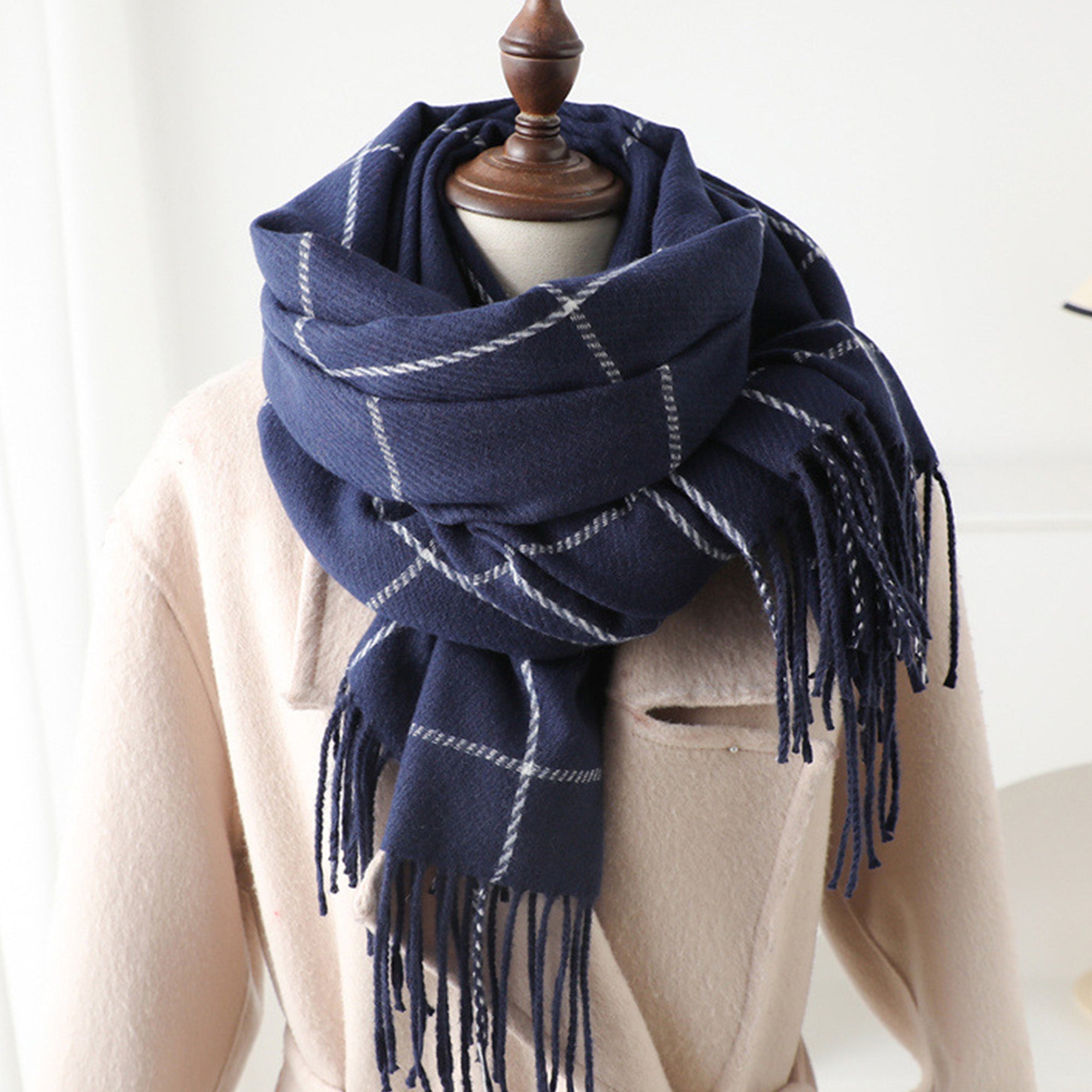 Anna-Kaci Plaid Winter Scarf Soft Warm Woven Long Shawl with Fringe Edges 78.5¡Á23.5 Inches