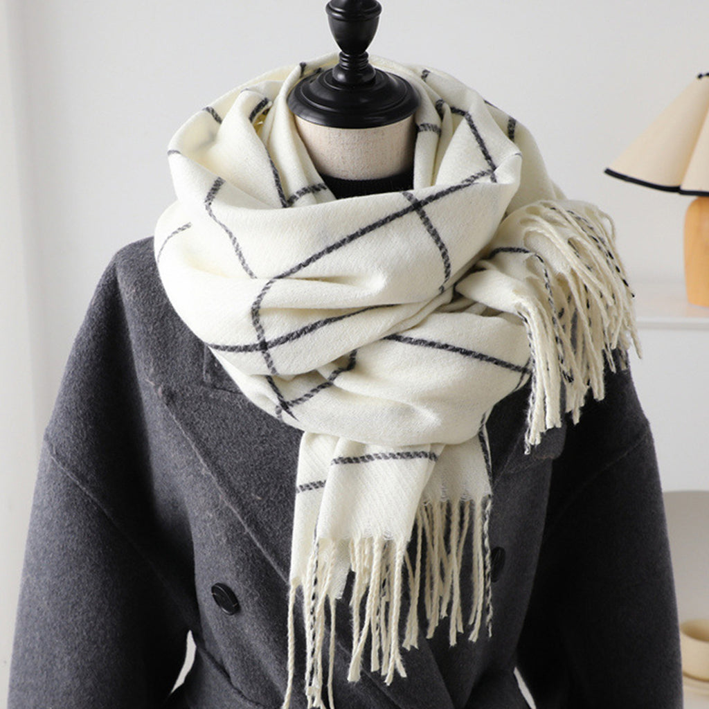 Anna-Kaci Plaid Winter Scarf Soft Warm Woven Long Shawl with Fringe Edges 78.5¡Á23.5 Inches
