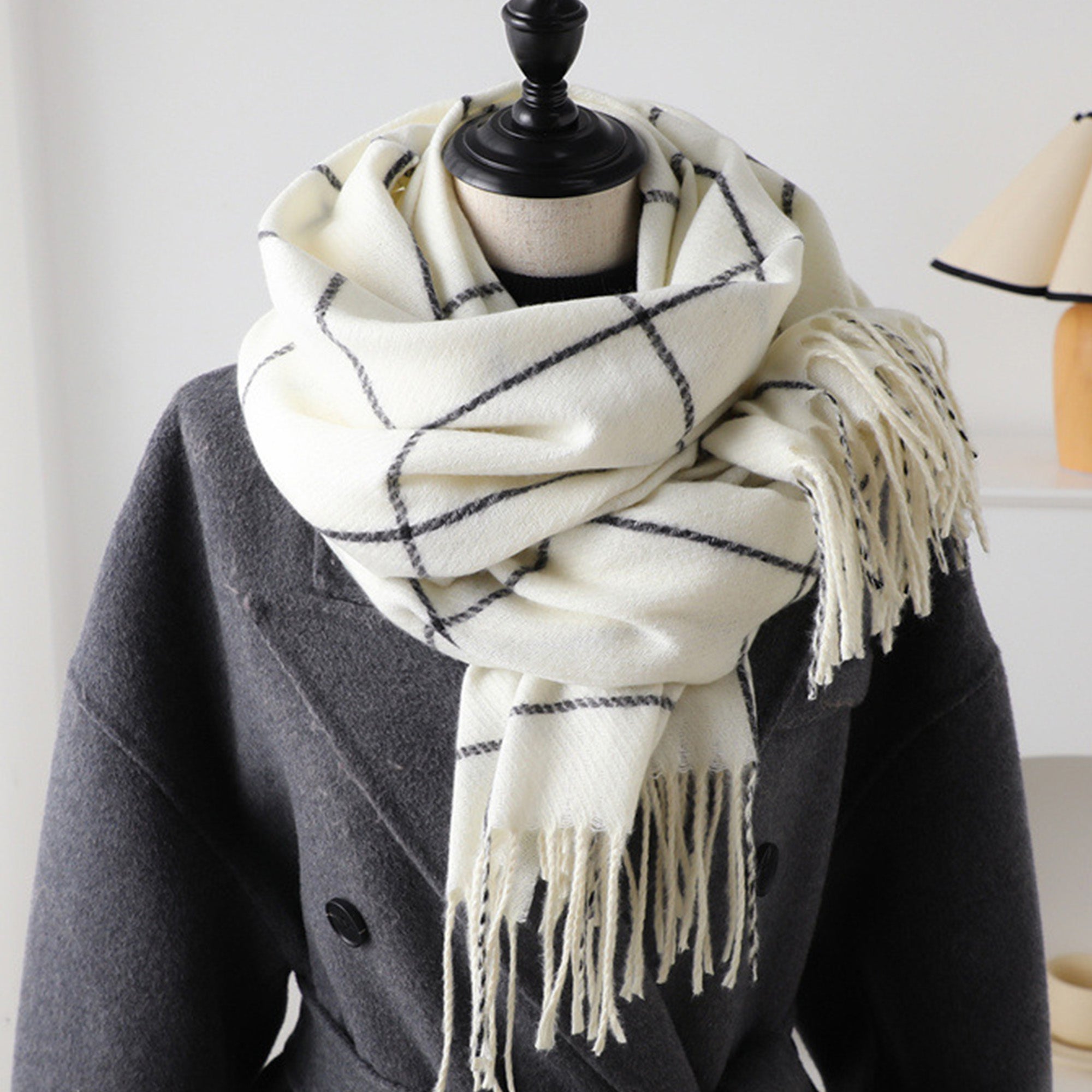 Anna-Kaci Plaid Winter Scarf Soft Warm Woven Long Shawl with Fringe Edges 78.5¡Á23.5 Inches