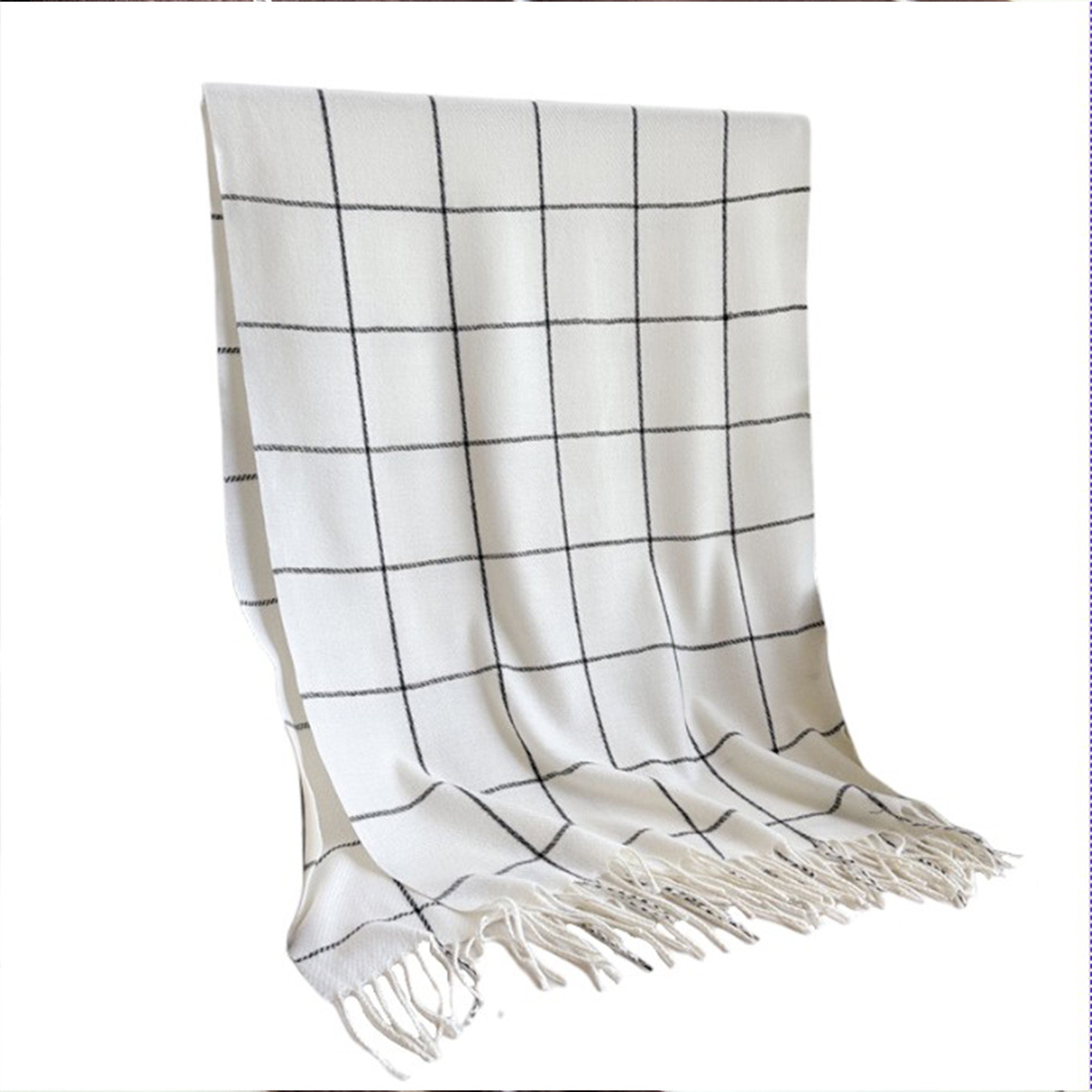 Anna-Kaci Plaid Winter Scarf Soft Warm Woven Long Shawl with Fringe Edges 78.5¡Á23.5 Inches