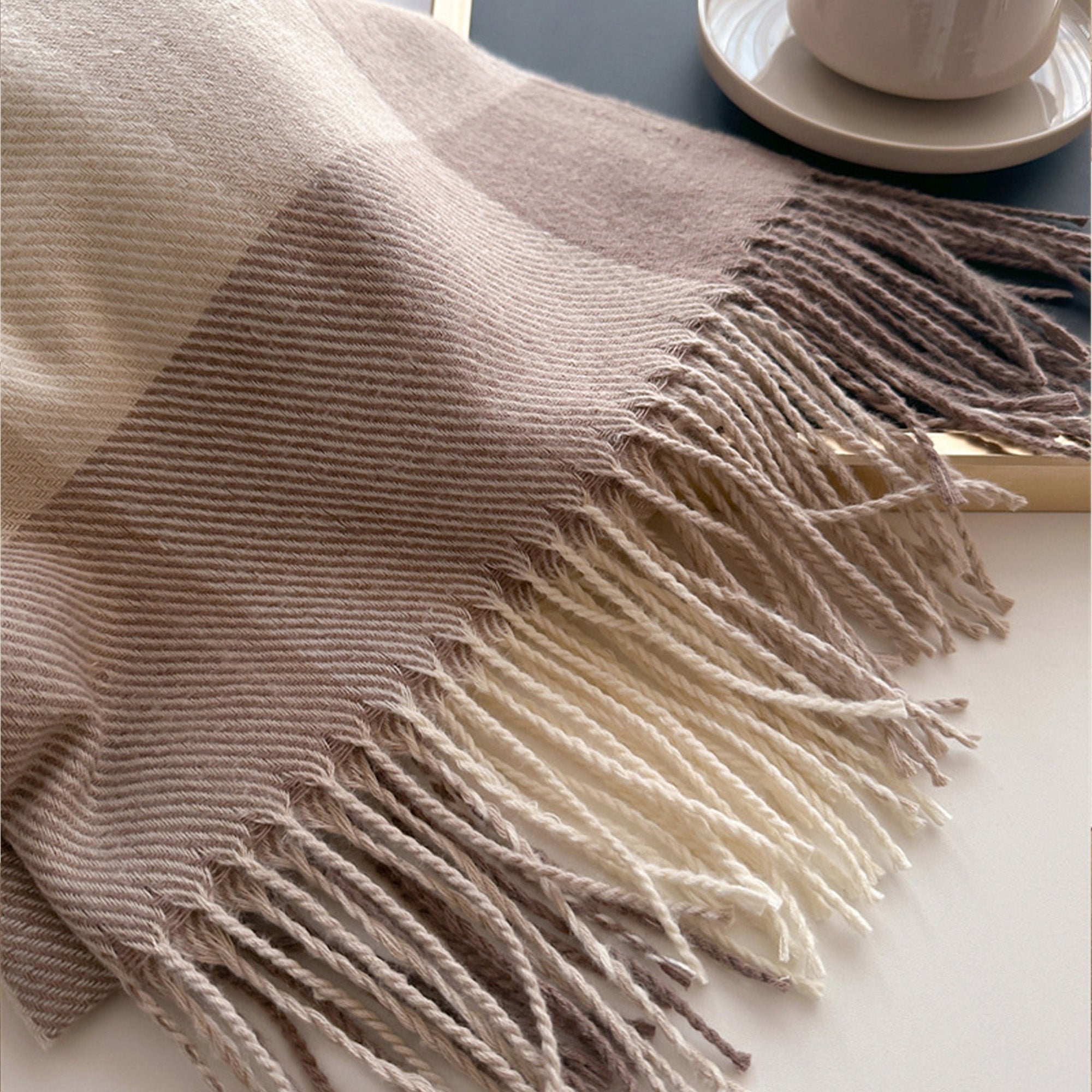 Anna-Kaci Soft Plaid Oversized Scarf with Cozy Woven Texture and Fringe Hem 78.5¡Á26 Inches