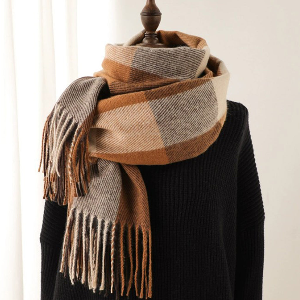 Anna-Kaci Soft Plaid Oversized Scarf with Cozy Woven Texture and Fringe Hem 78.5¡Á26 Inches