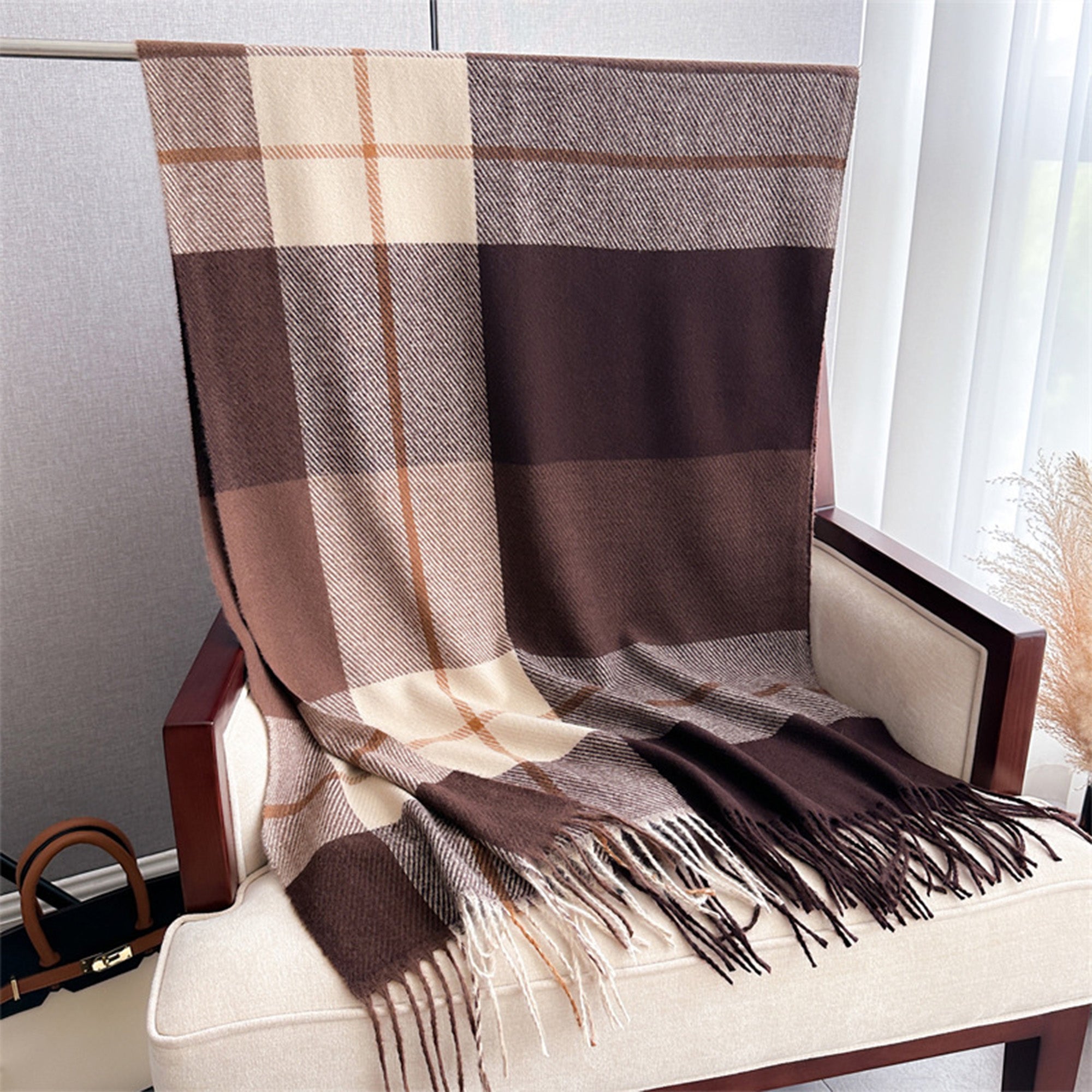 Anna-Kaci Soft Winter Plaid Scarf with Warm Cozy Feel and Fringe Trim 78.5¡Á26 Inches