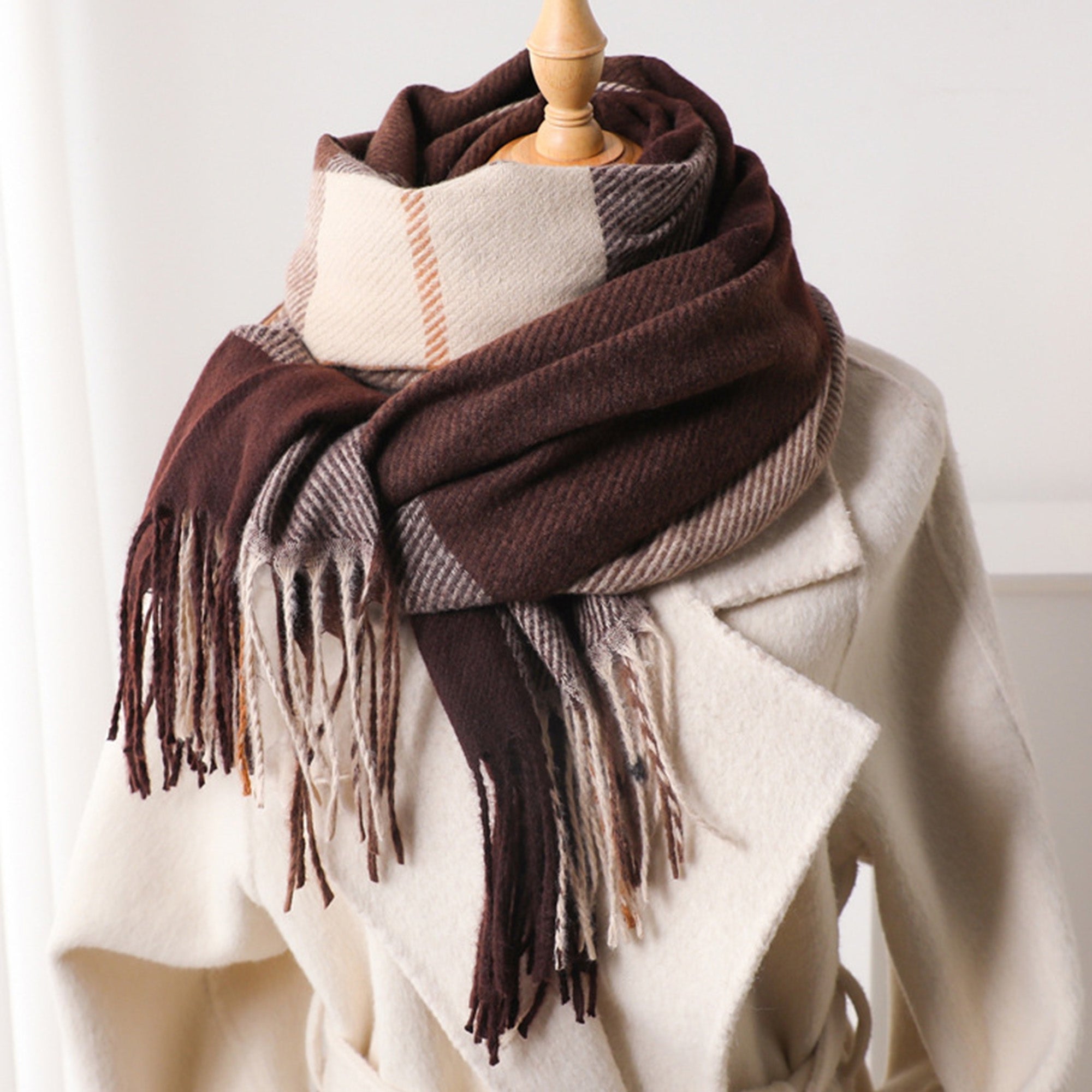 Anna-Kaci Soft Winter Plaid Scarf with Warm Cozy Feel and Fringe Trim 78.5¡Á26 Inches