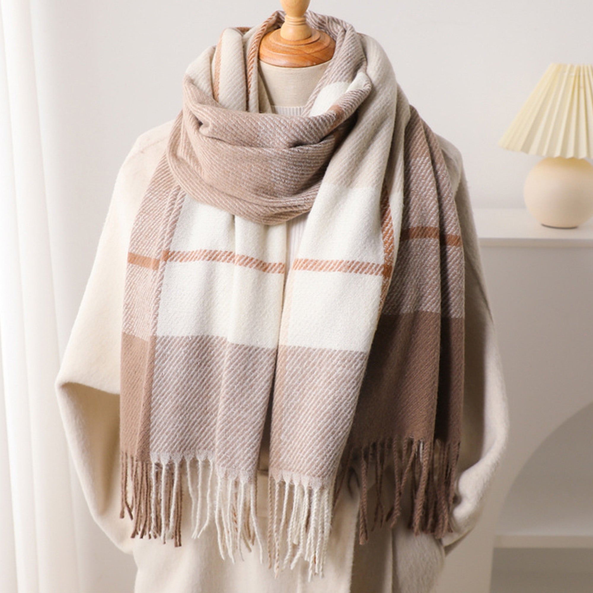 Anna-Kaci Soft Winter Plaid Scarf with Warm Cozy Feel and Fringe Trim 78.5¡Á26 Inches
