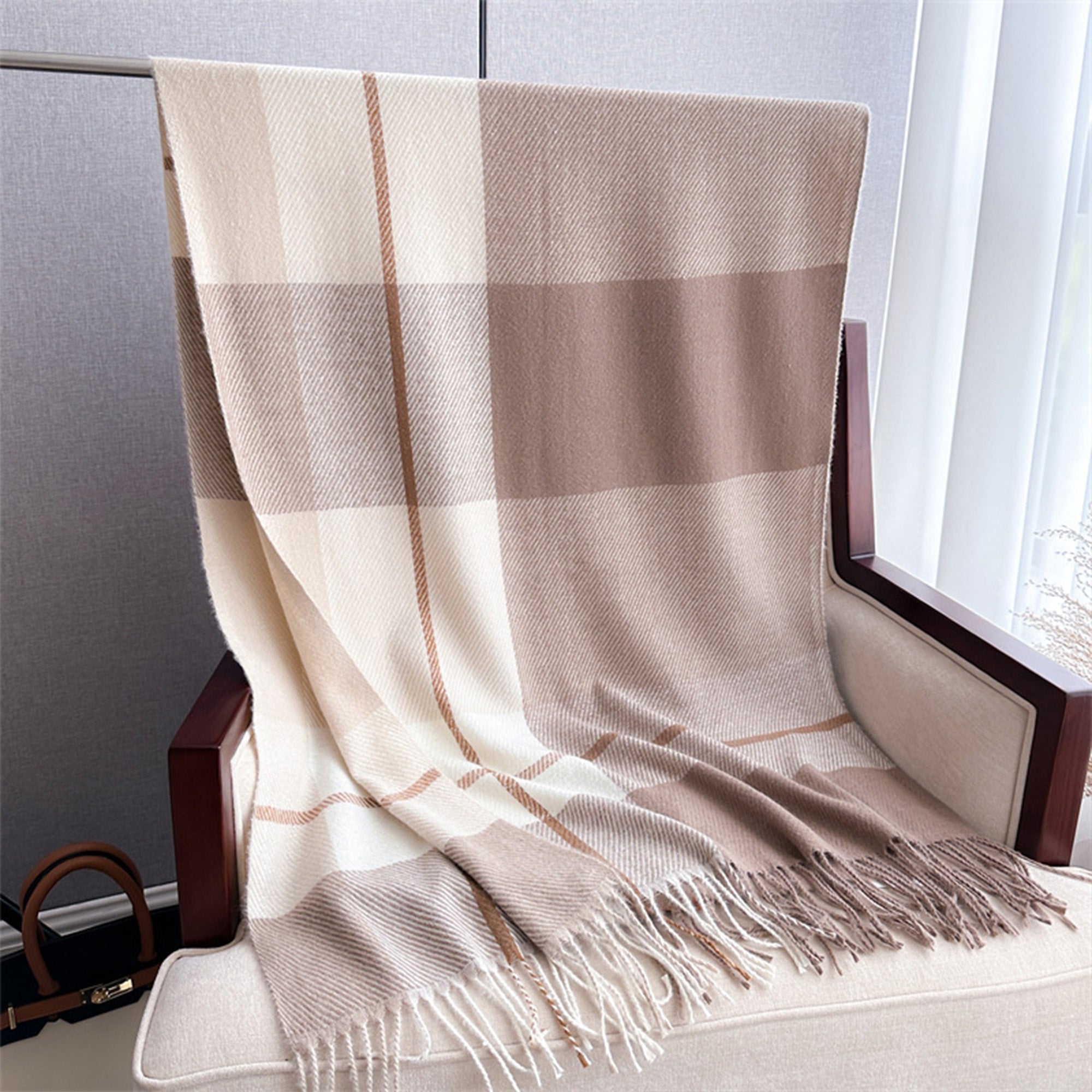 Anna-Kaci Soft Winter Plaid Scarf with Warm Cozy Feel and Fringe Trim 78.5¡Á26 Inches