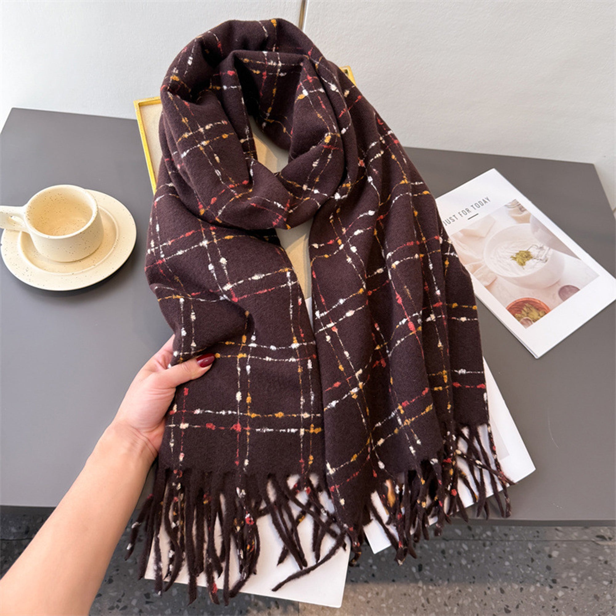 Anna-Kaci Winter Plaid Scarf with Lightweight Warm Fabric for Everyday Comfort 78.5¡Á26 Inches