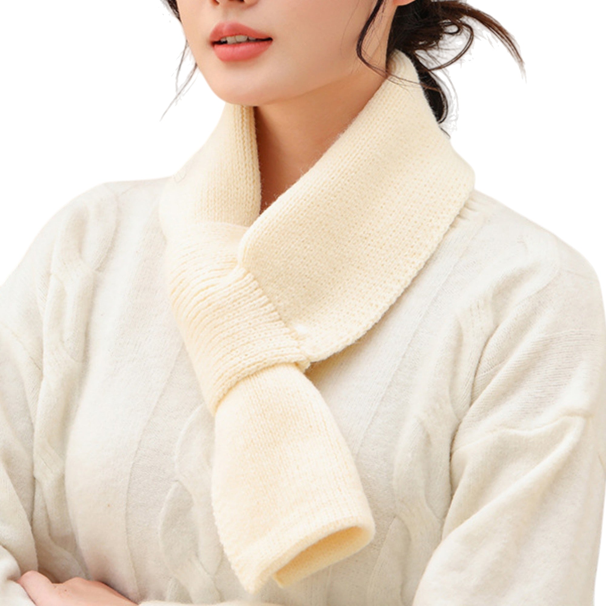 Anna-Kaci Women's Soft Knit Scarf with Pull-Through Loop Design, Cozy Textured Fabric and Easy Draped Styling for Everyday Wear 29.5x7in