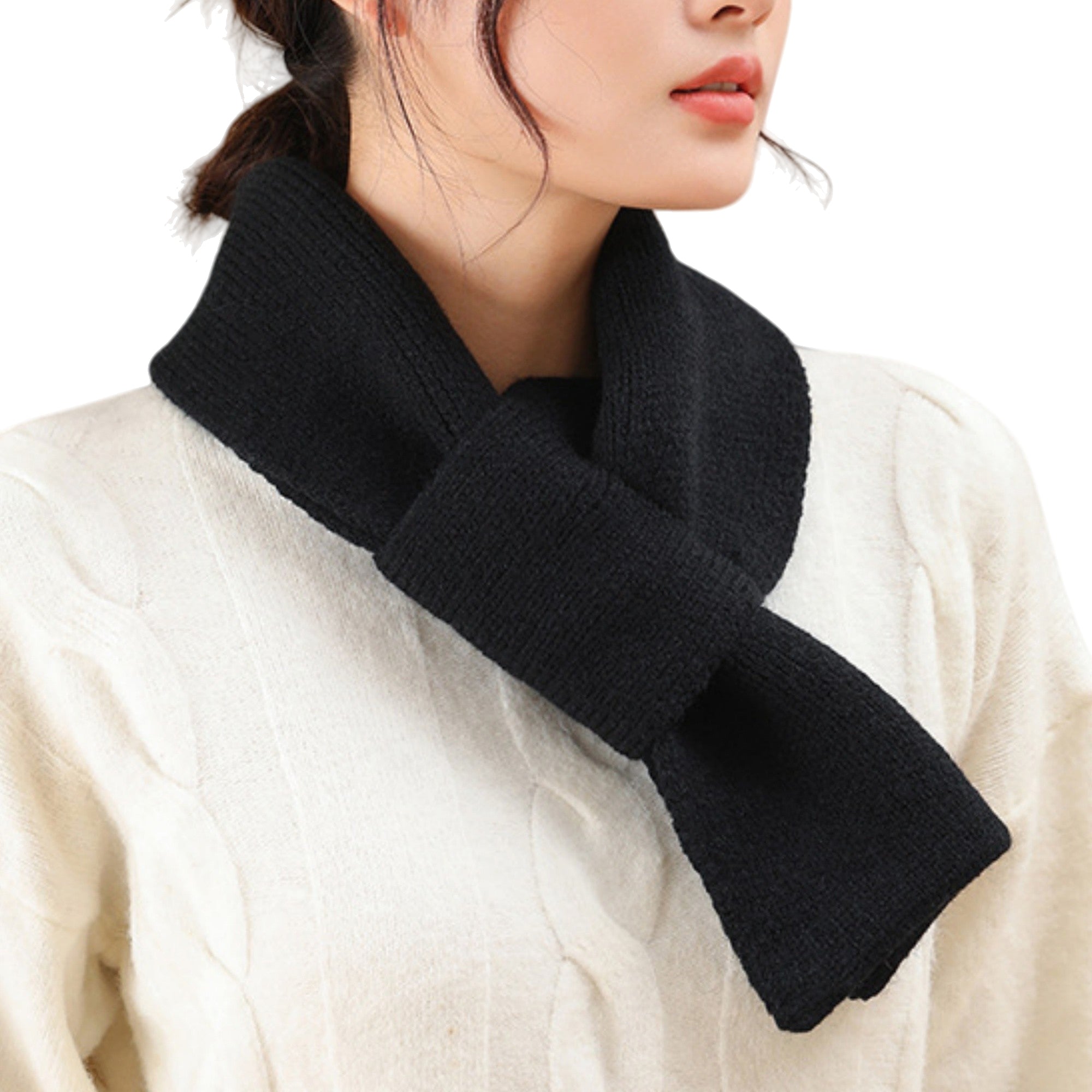 Anna-Kaci Women's Soft Knit Scarf with Pull-Through Loop Design, Cozy Textured Fabric and Easy Draped Styling for Everyday Wear 29.5x7in