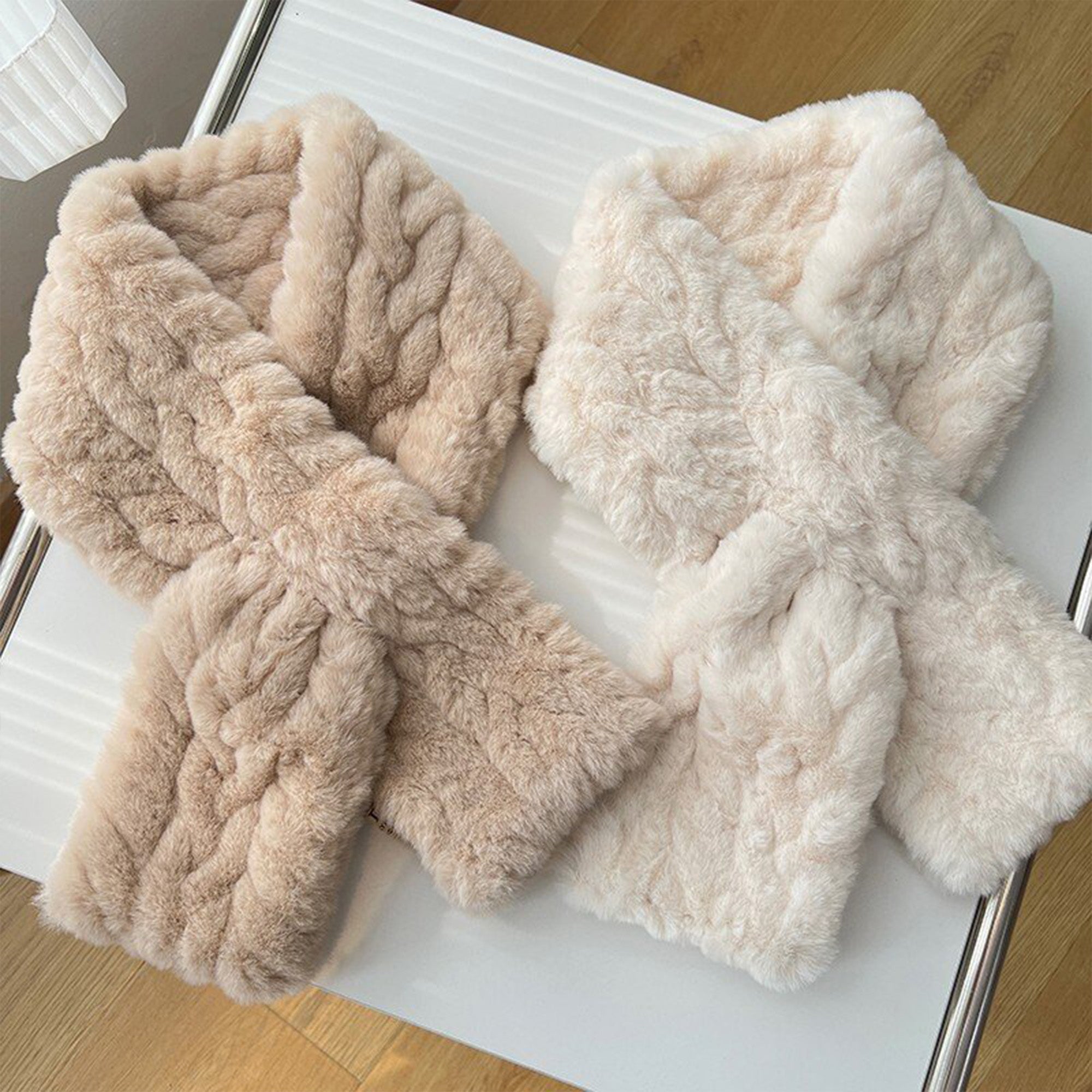Anna-Kaci Soft Plush Faux Fur Scarf with Cozy Slip Through Design 31.5¡Á5 Inches