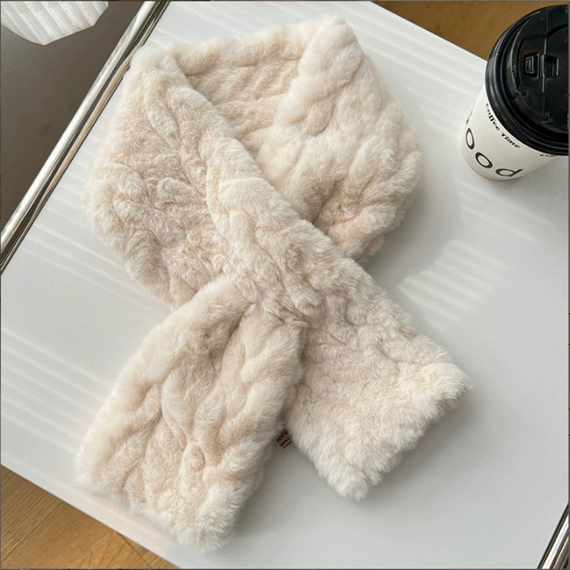 Anna-Kaci Soft Plush Faux Fur Scarf with Cozy Slip Through Design 31.5¡Á5 Inches