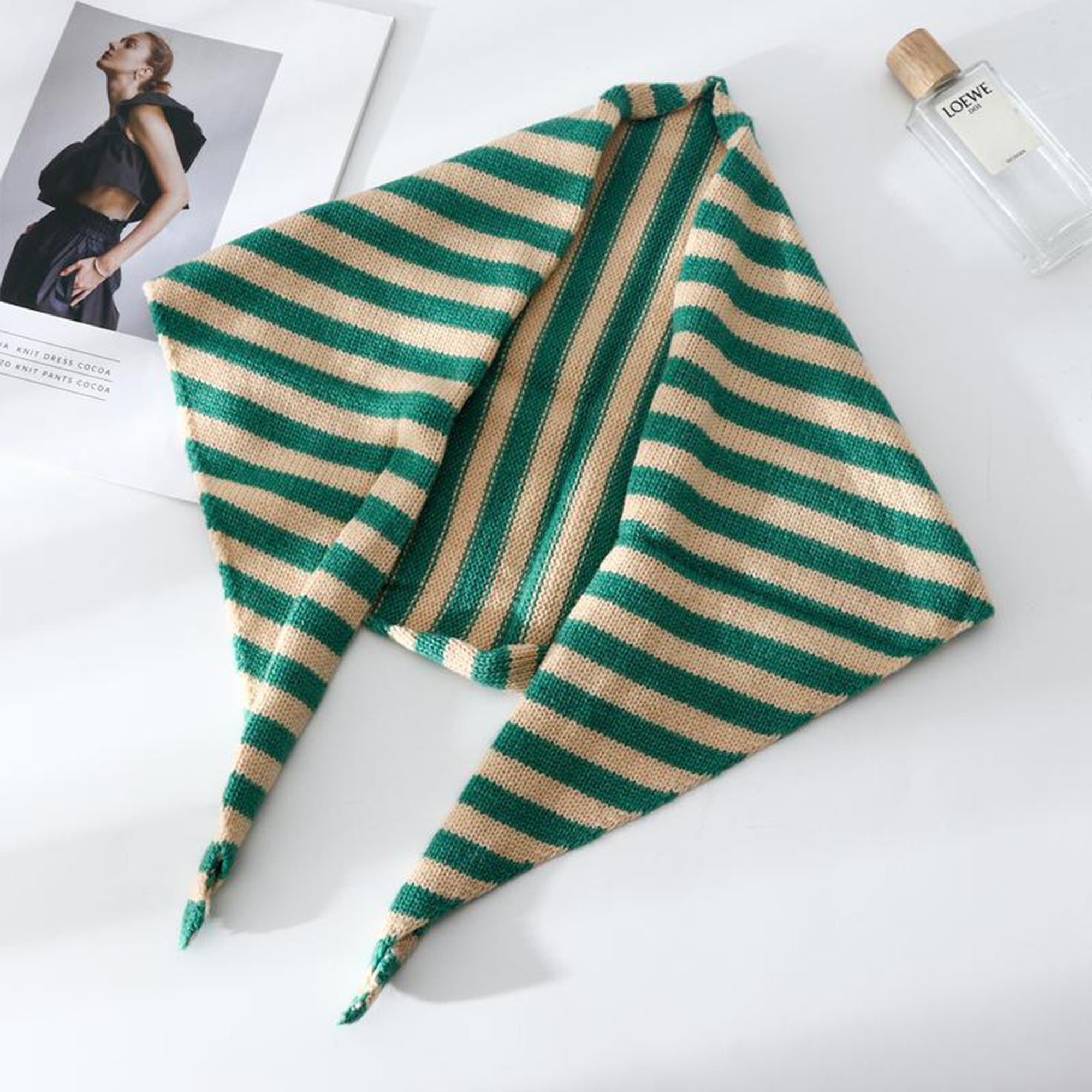 Anna-Kaci Striped Knit Scarf Lightweight Soft Stretch Fabric for Easy Styling 43.5¡Á15 Inches