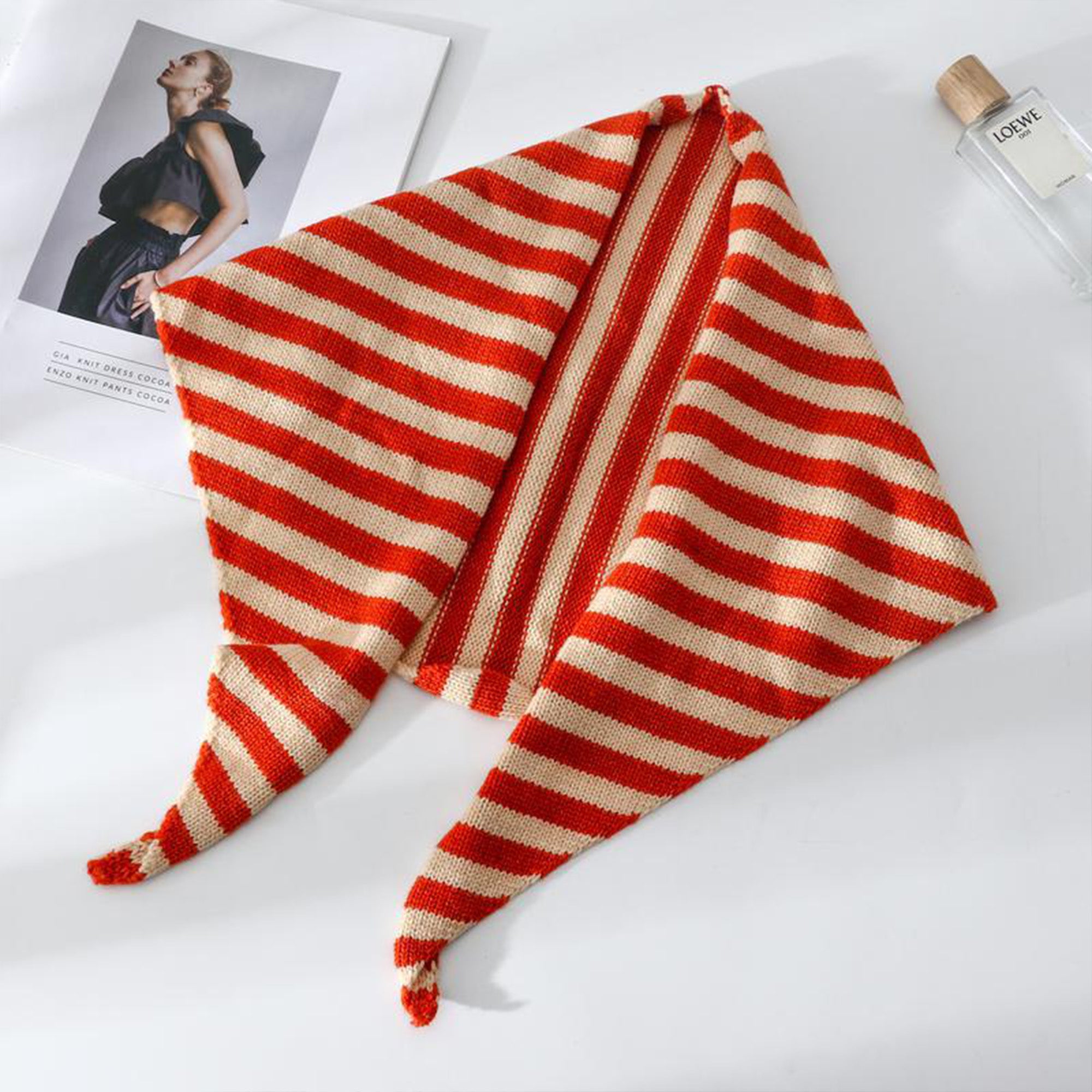 Anna-Kaci Striped Knit Scarf Lightweight Soft Stretch Fabric for Easy Styling 43.5¡Á15 Inches