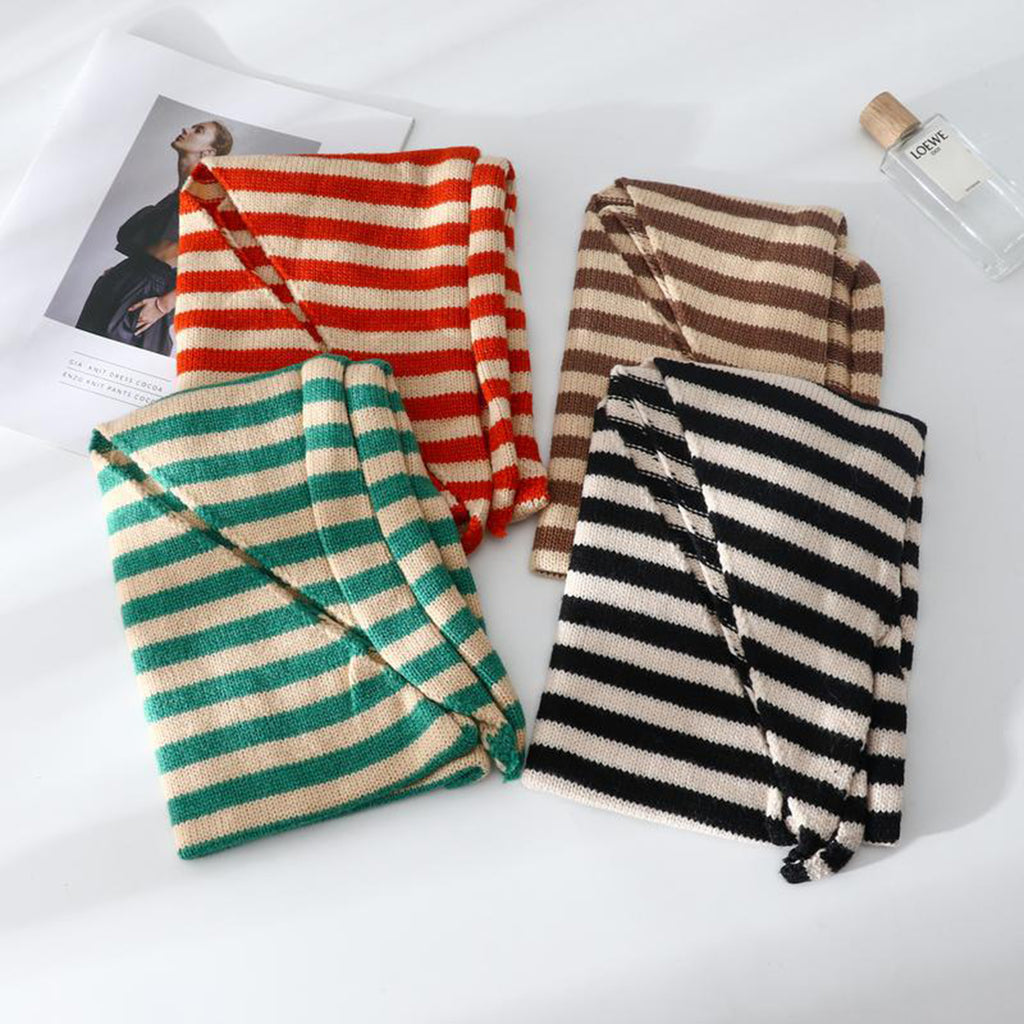 Anna-Kaci Striped Knit Scarf Lightweight Soft Stretch Fabric for Easy Styling 43.5¡Á15 Inches