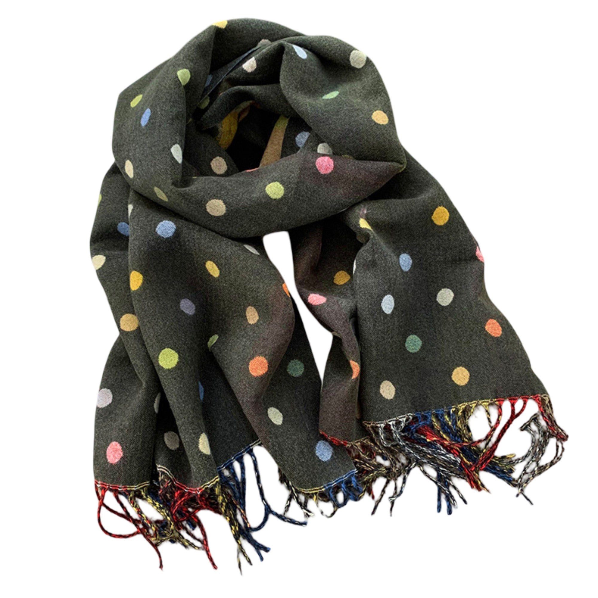 Anna-Kaci Reversible Polka Dot Scarf with Soft Fabric and Fringe Trim 78.5¡Á25.5 Inches