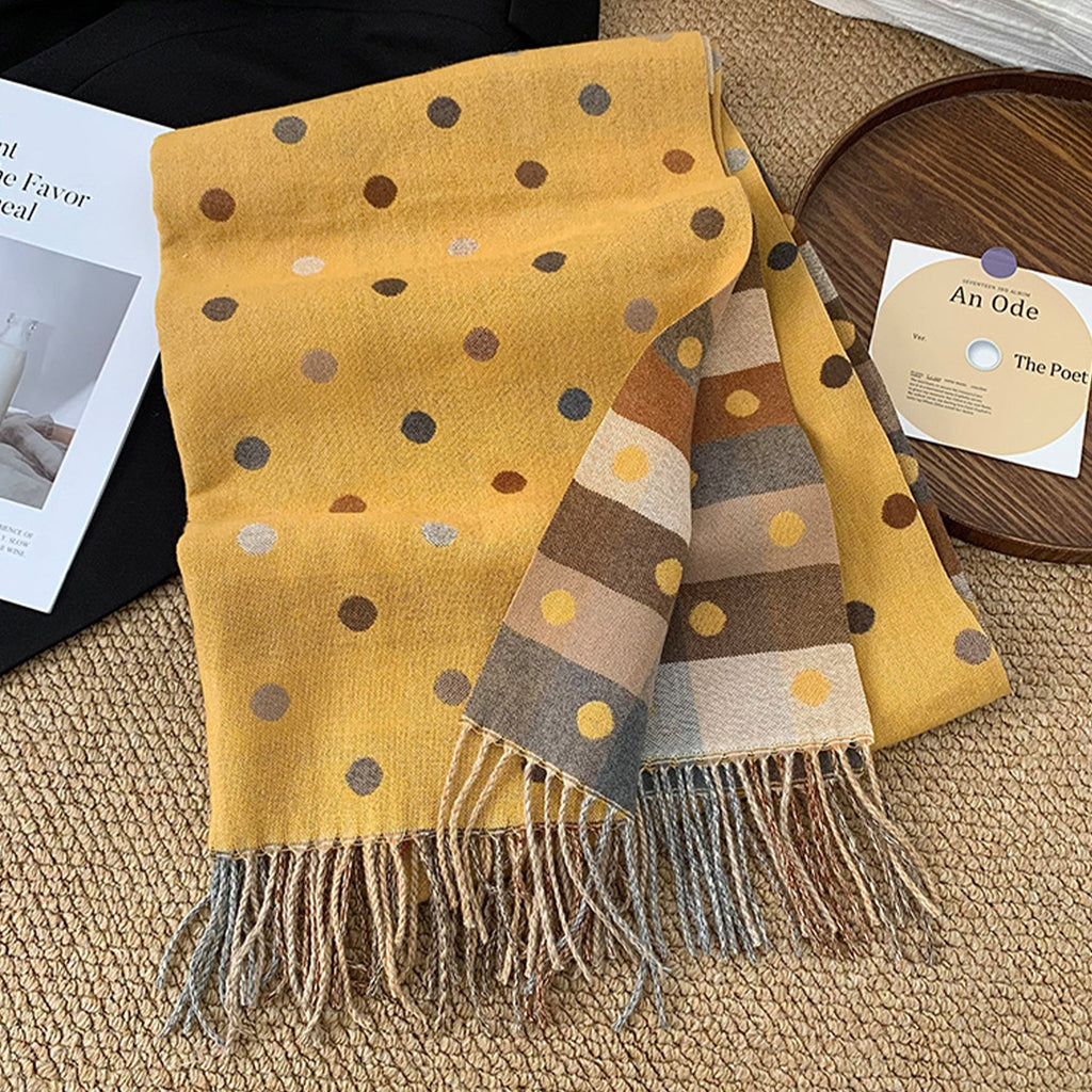 Anna-Kaci Reversible Polka Dot Scarf with Soft Fabric and Fringe Trim 78.5¡Á25.5 Inches