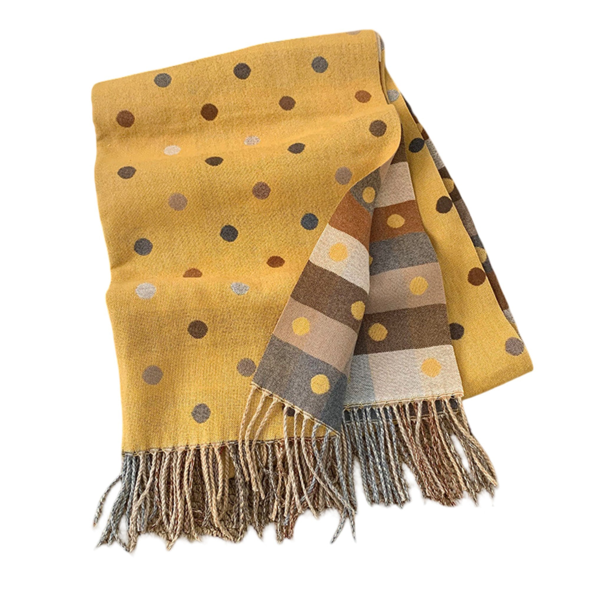 Anna-Kaci Reversible Polka Dot Scarf with Soft Fabric and Fringe Trim 78.5¡Á25.5 Inches
