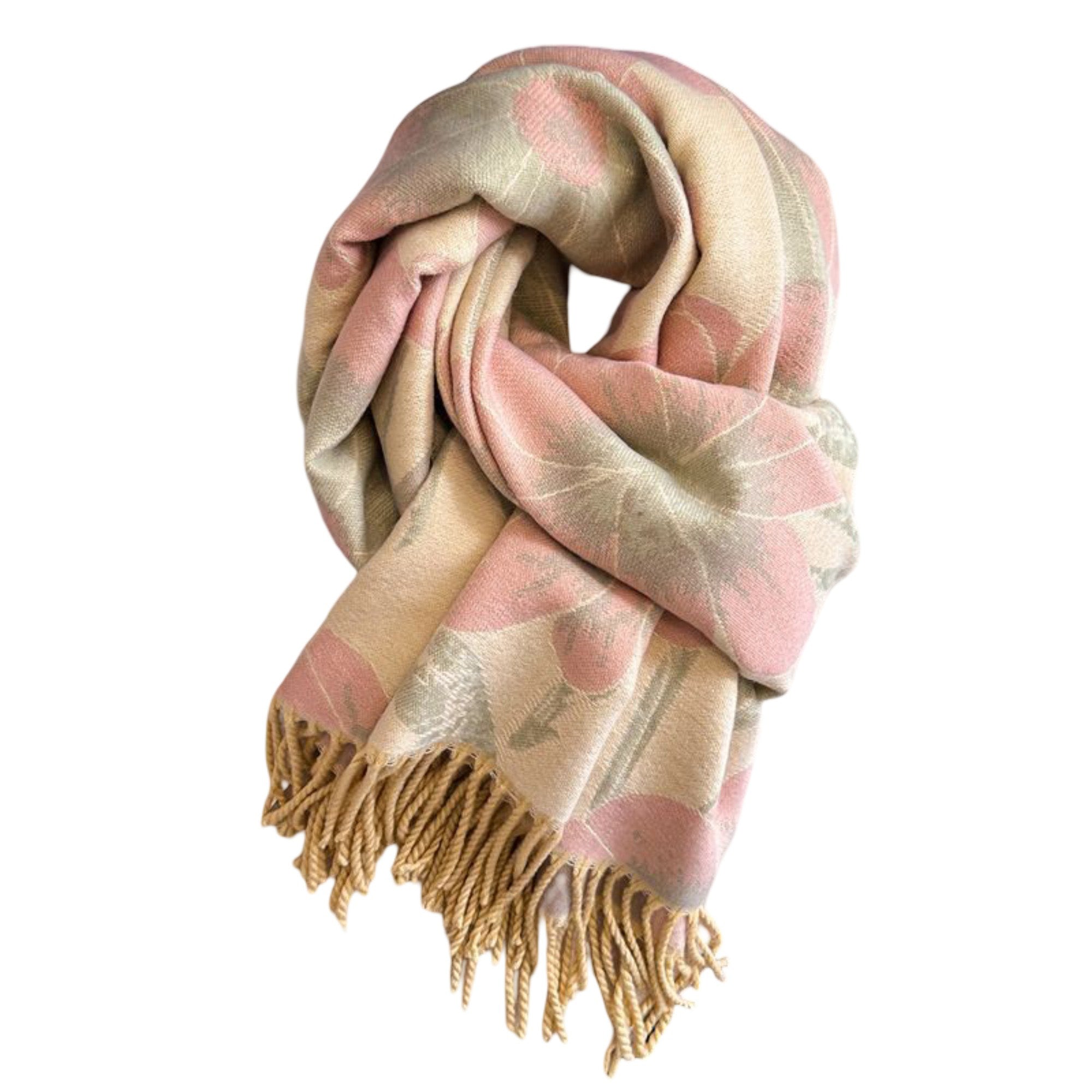 Anna-Kaci Floral Pattern Soft Jacquard Scarf with Twisted Fringe Trim 78.5¡Á25.5 Inches