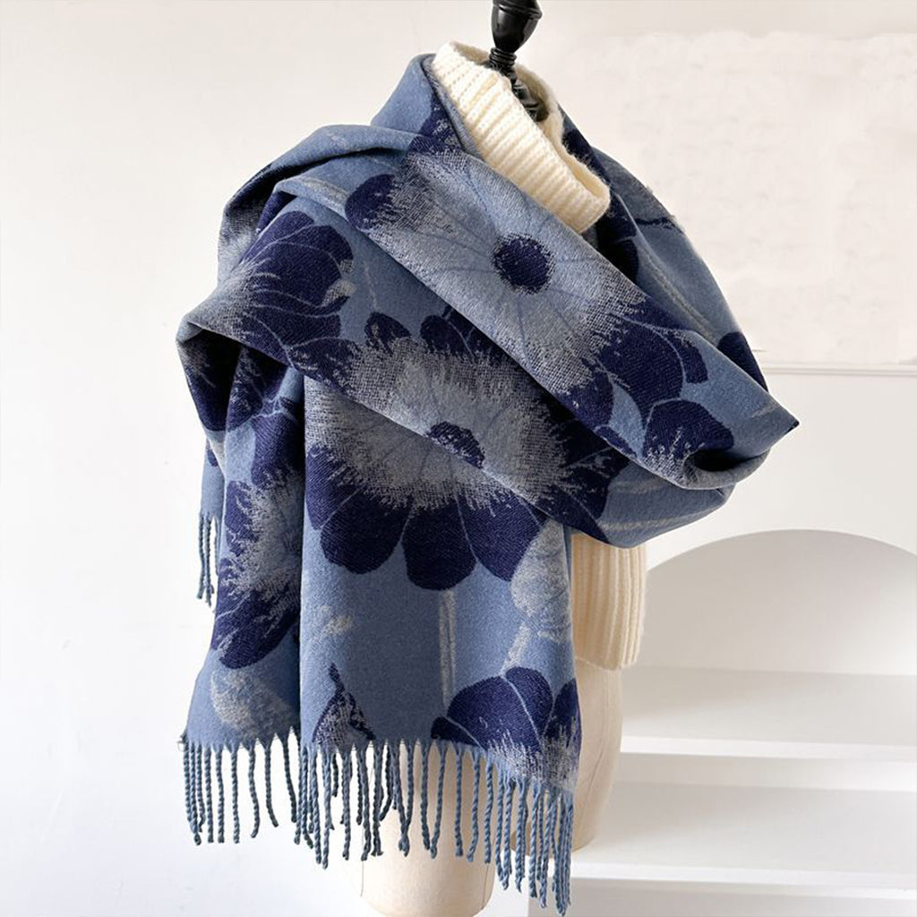 Anna-Kaci Floral Pattern Soft Jacquard Scarf with Twisted Fringe Trim 78.5¡Á25.5 Inches
