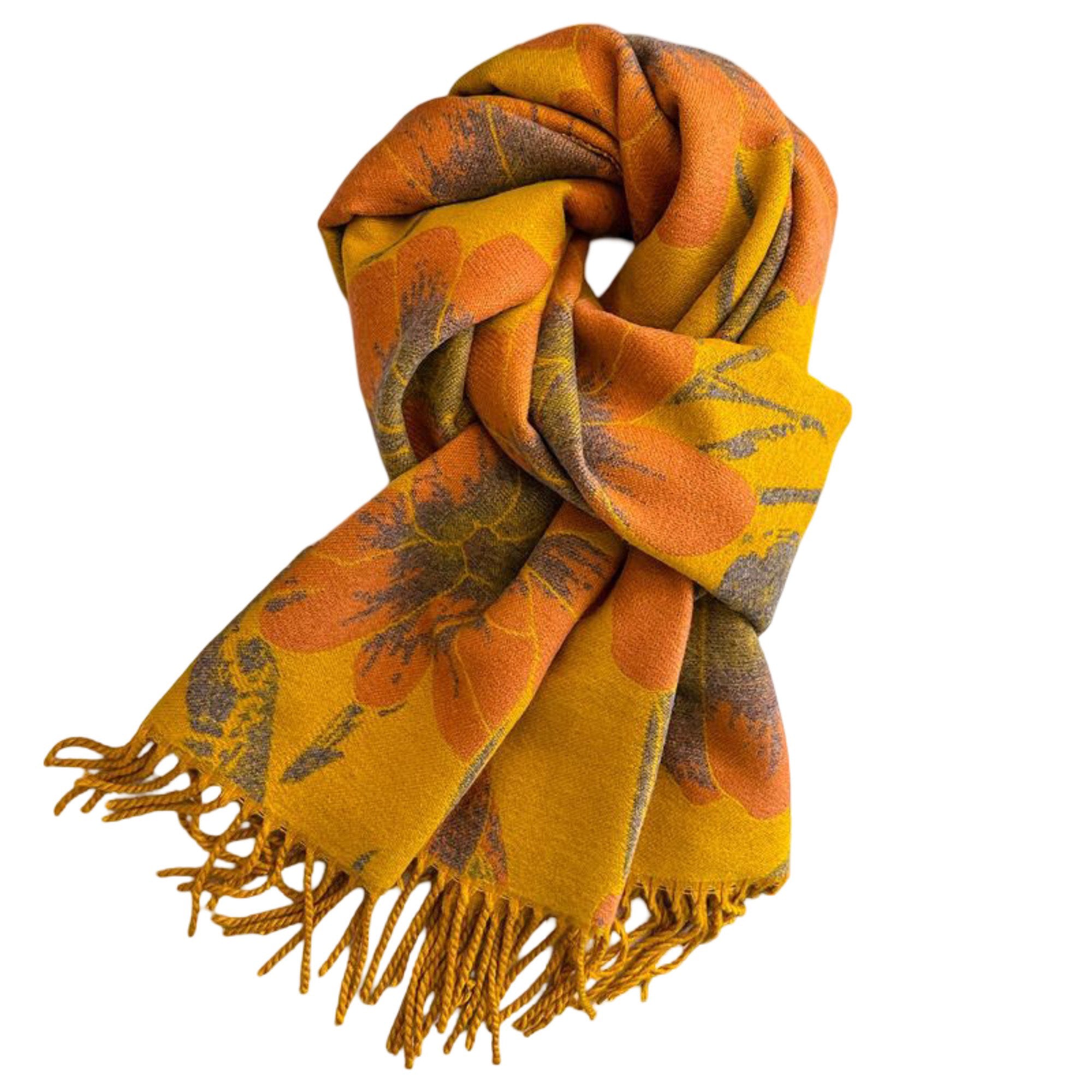 Anna-Kaci Floral Pattern Soft Jacquard Scarf with Twisted Fringe Trim 78.5¡Á25.5 Inches