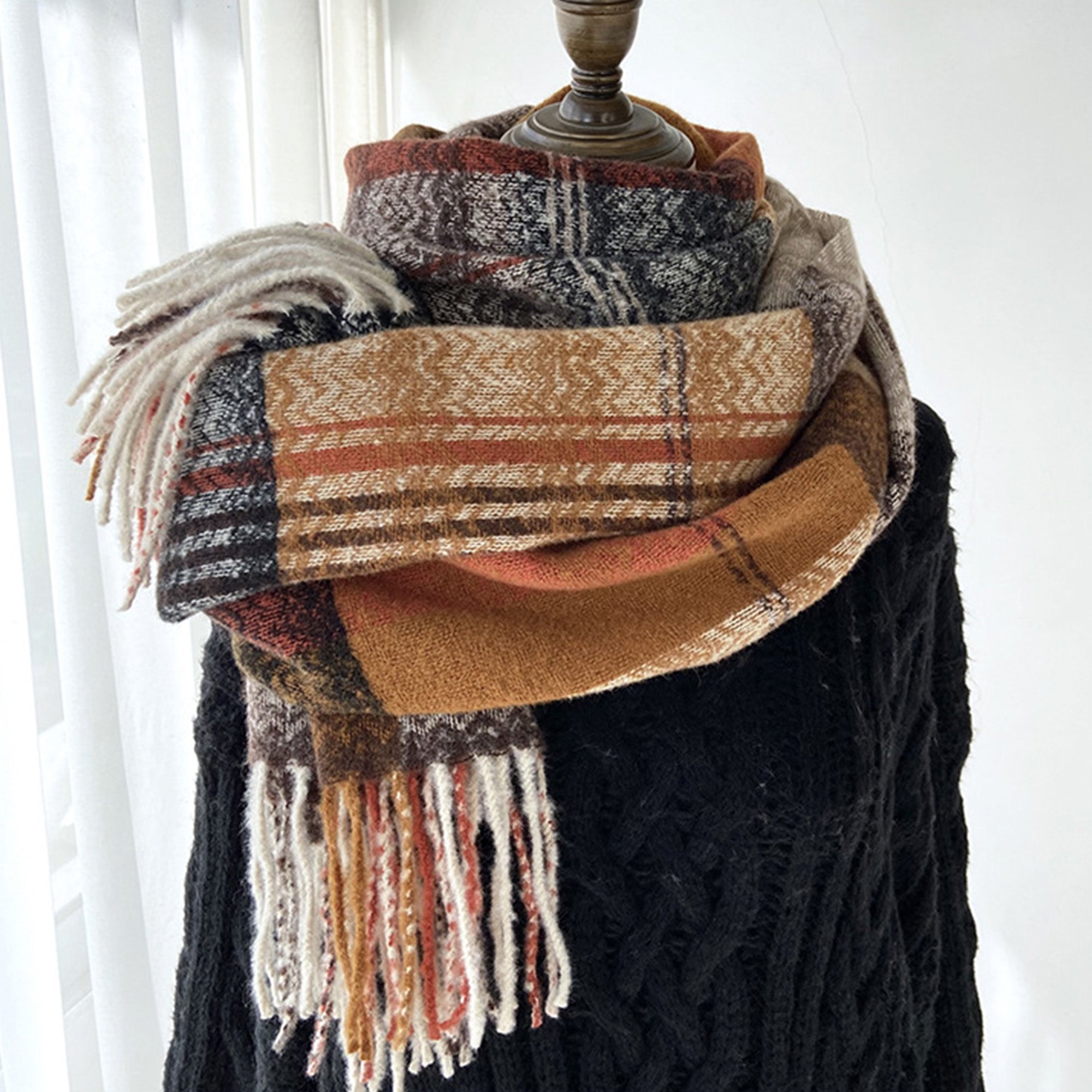 Anna-Kaci Plaid Pattern Soft Woven Winter Scarf with Cozy Texture 71¡Á24.8 Inches