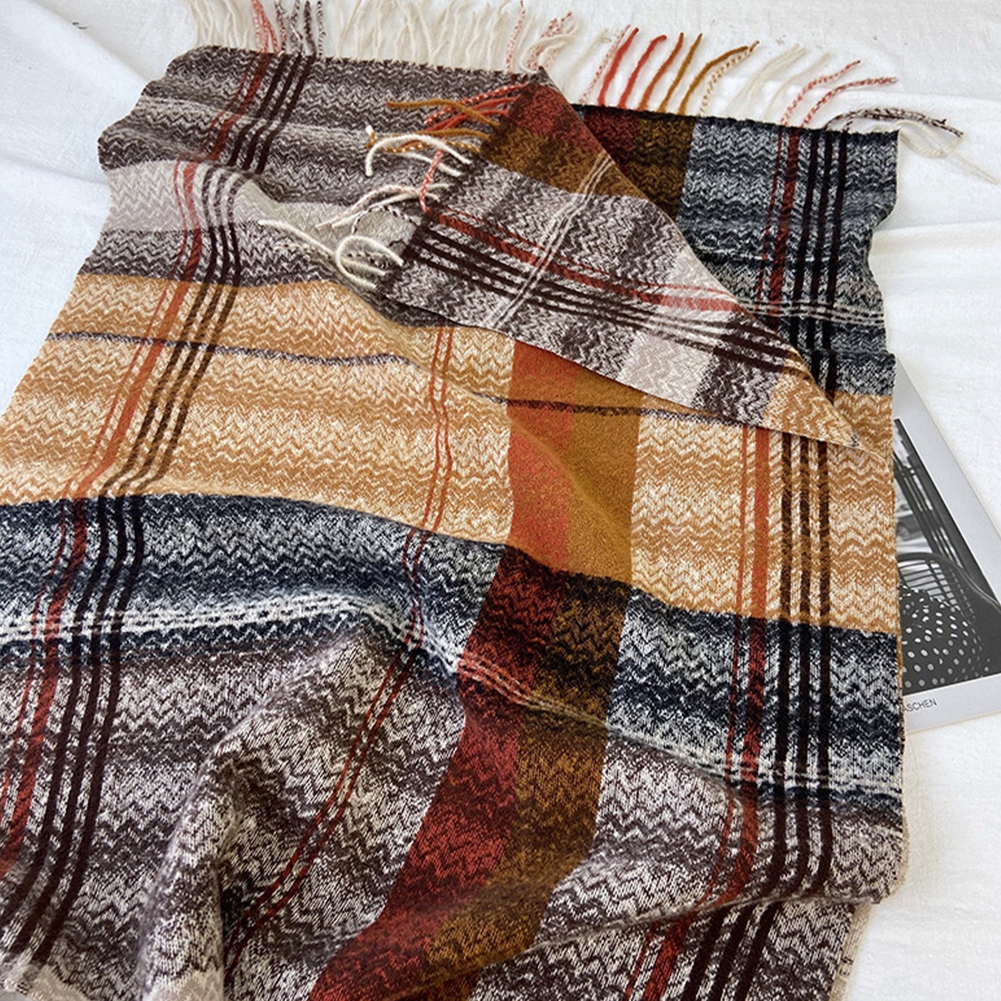 Anna-Kaci Plaid Pattern Soft Woven Winter Scarf with Cozy Texture 71¡Á24.8 Inches