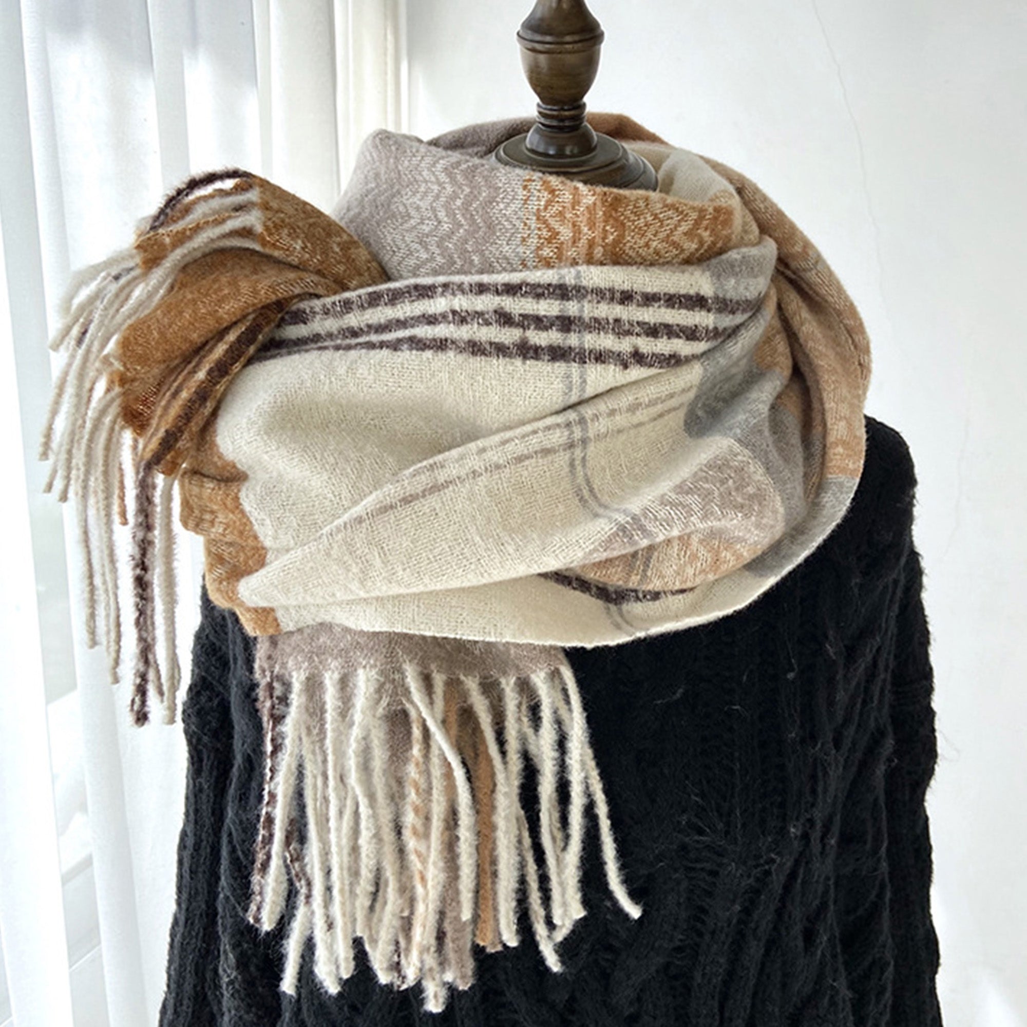 Anna-Kaci Plaid Pattern Soft Woven Winter Scarf with Cozy Texture 71¡Á24.8 Inches