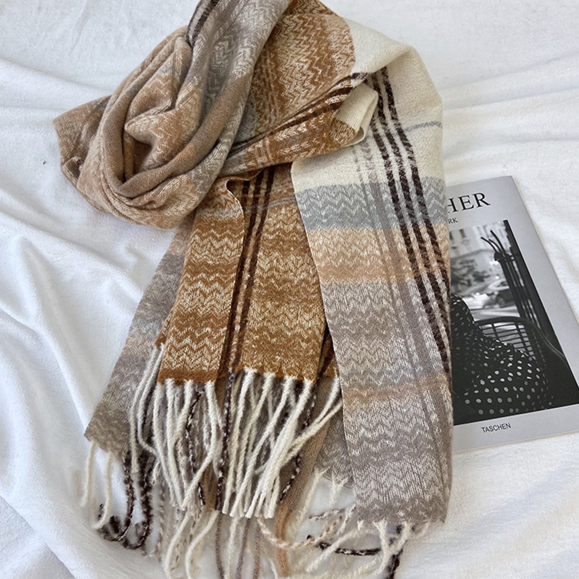 Anna-Kaci Plaid Pattern Soft Woven Winter Scarf with Cozy Texture 71¡Á24.8 Inches
