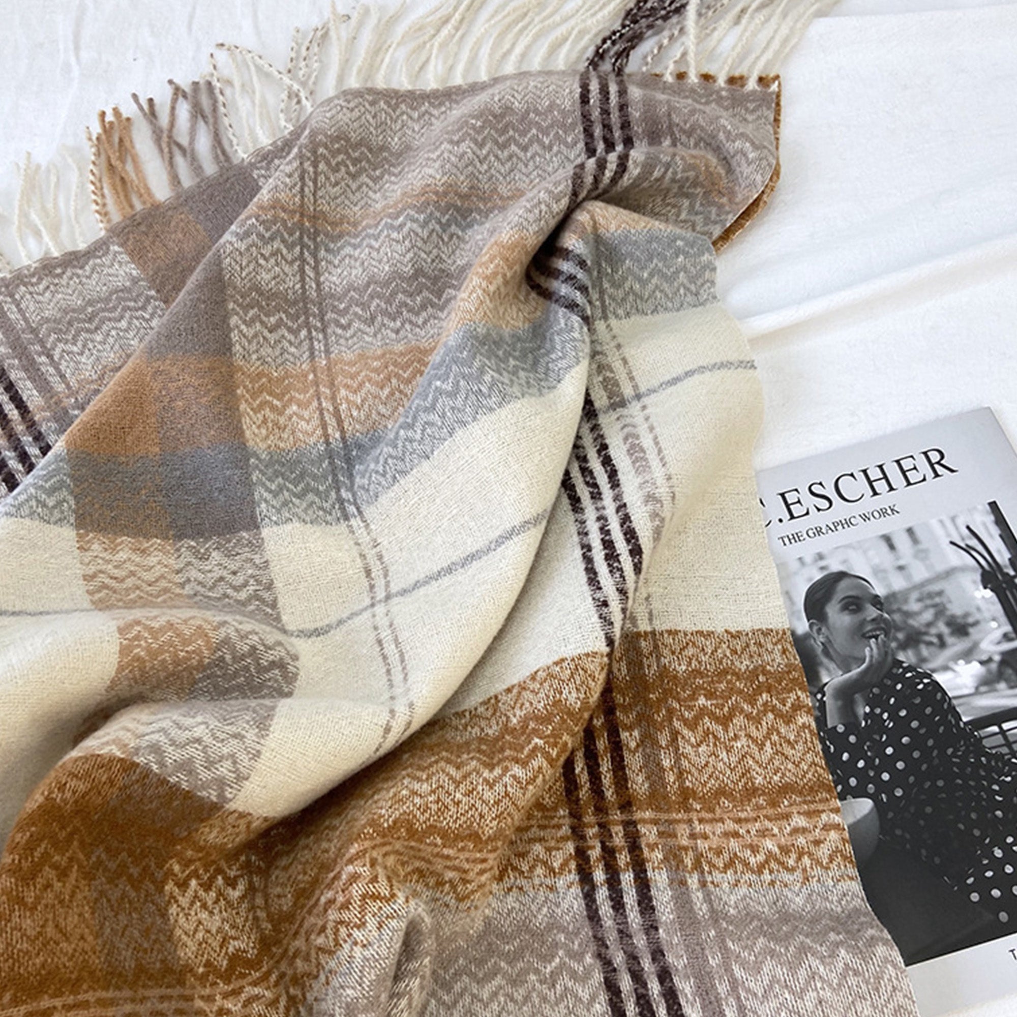 Anna-Kaci Plaid Pattern Soft Woven Winter Scarf with Cozy Texture 71¡Á24.8 Inches