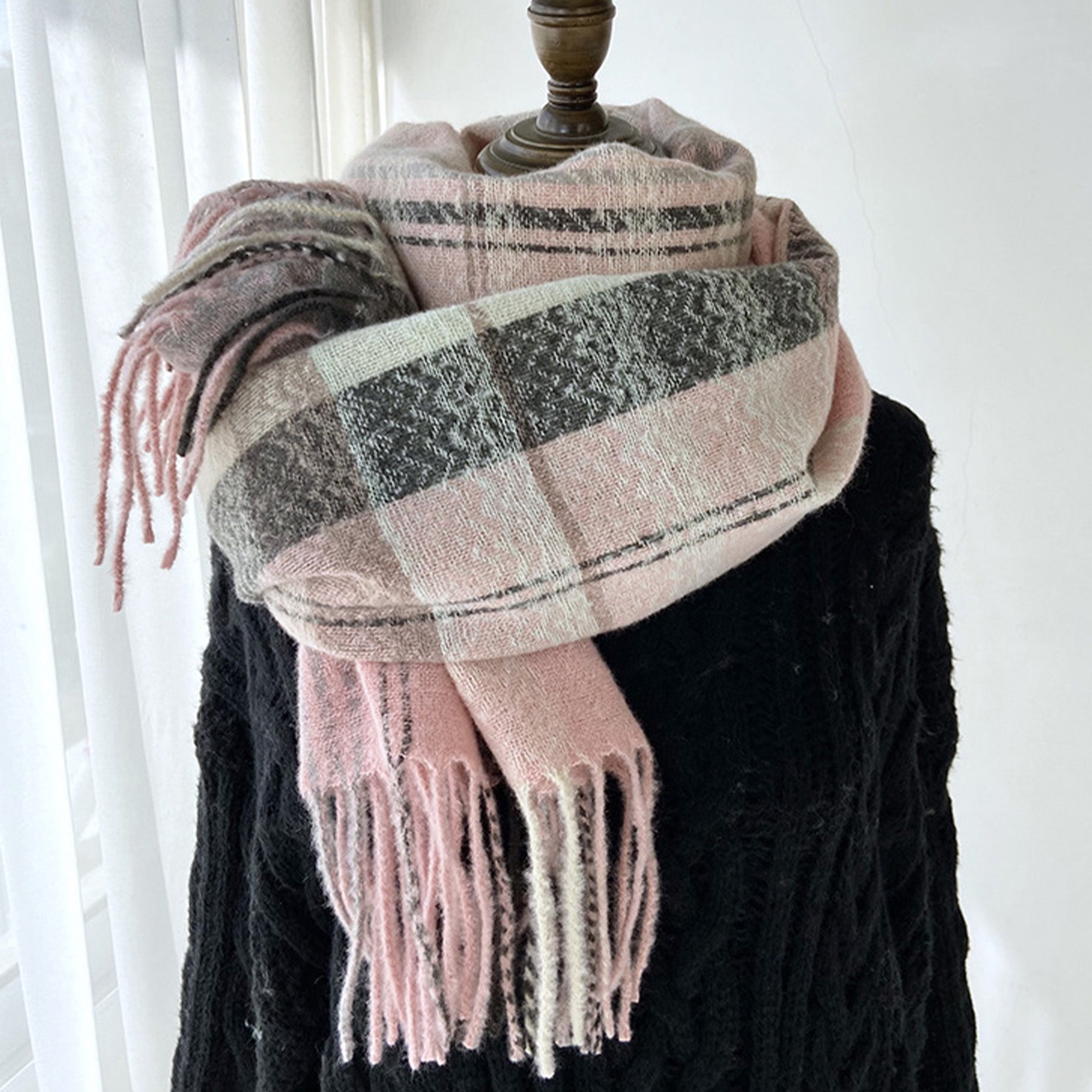 Anna-Kaci Plaid Pattern Soft Woven Winter Scarf with Cozy Texture 71¡Á24.8 Inches